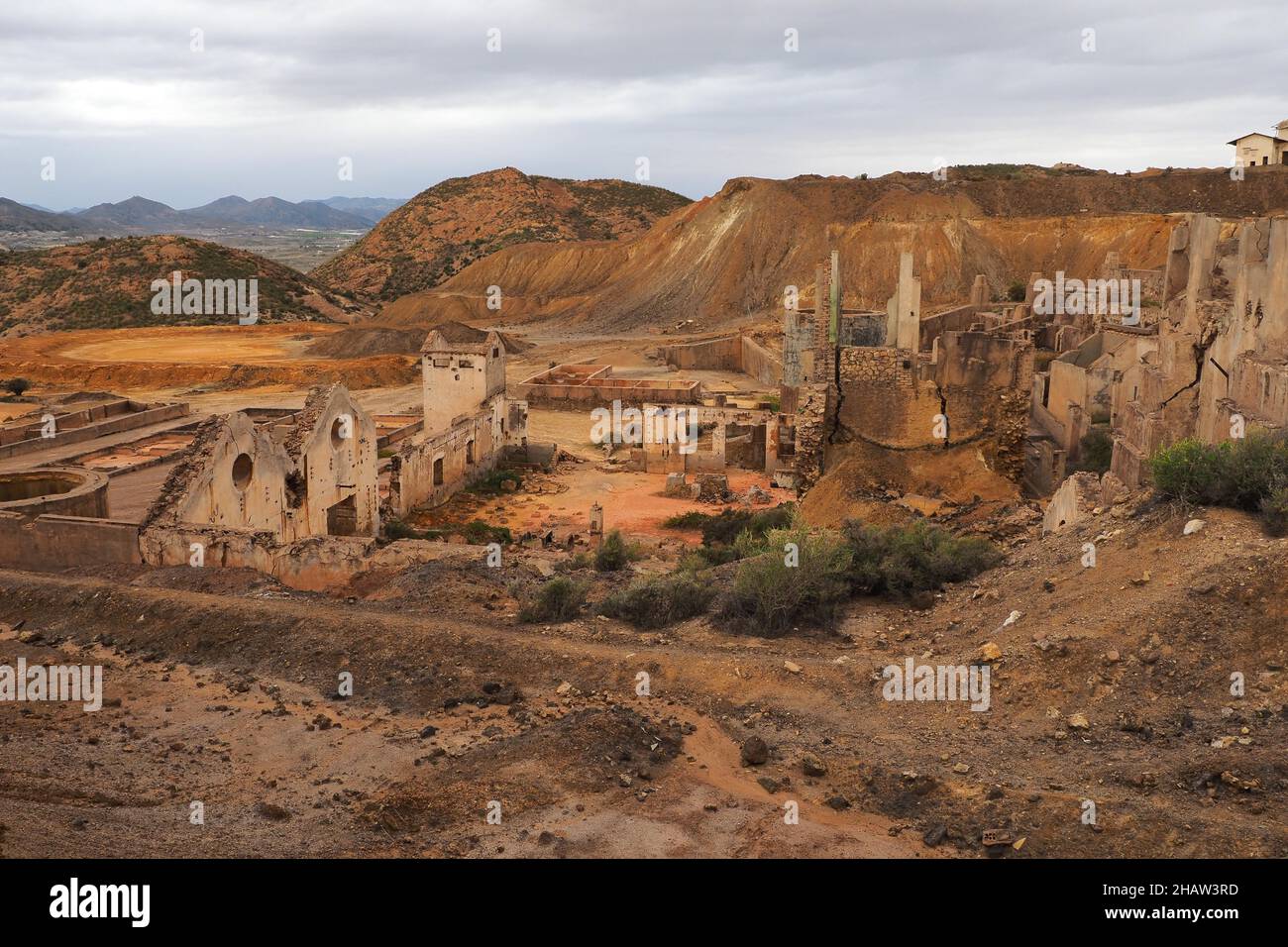 Sito minerario con rovine, Mazarron, Murcia, Spagna Foto Stock