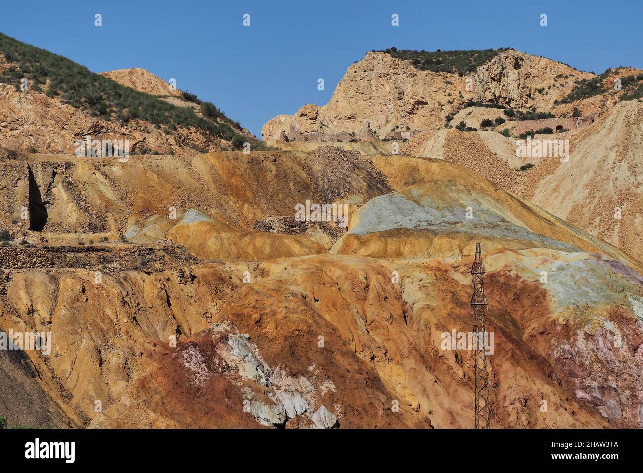 Montagne ricche di minerali di miniera, Mazarron, Murcia, Spagna Foto Stock