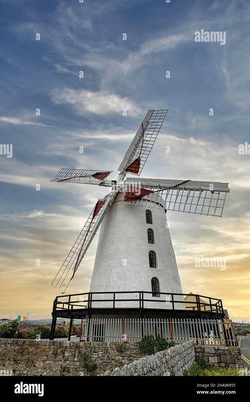 Blennerville Five Story Windmill, Evening Sky, Blennerville, Tralee, Kerry, Irlanda Foto Stock
