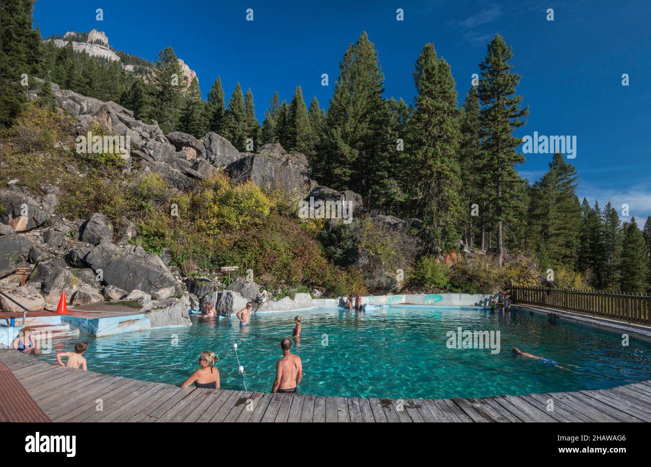 Piscina a Granite Hot Springs, area del Gros ventre Range, Bridger Teton National Forest, Wyoming, USA Foto Stock