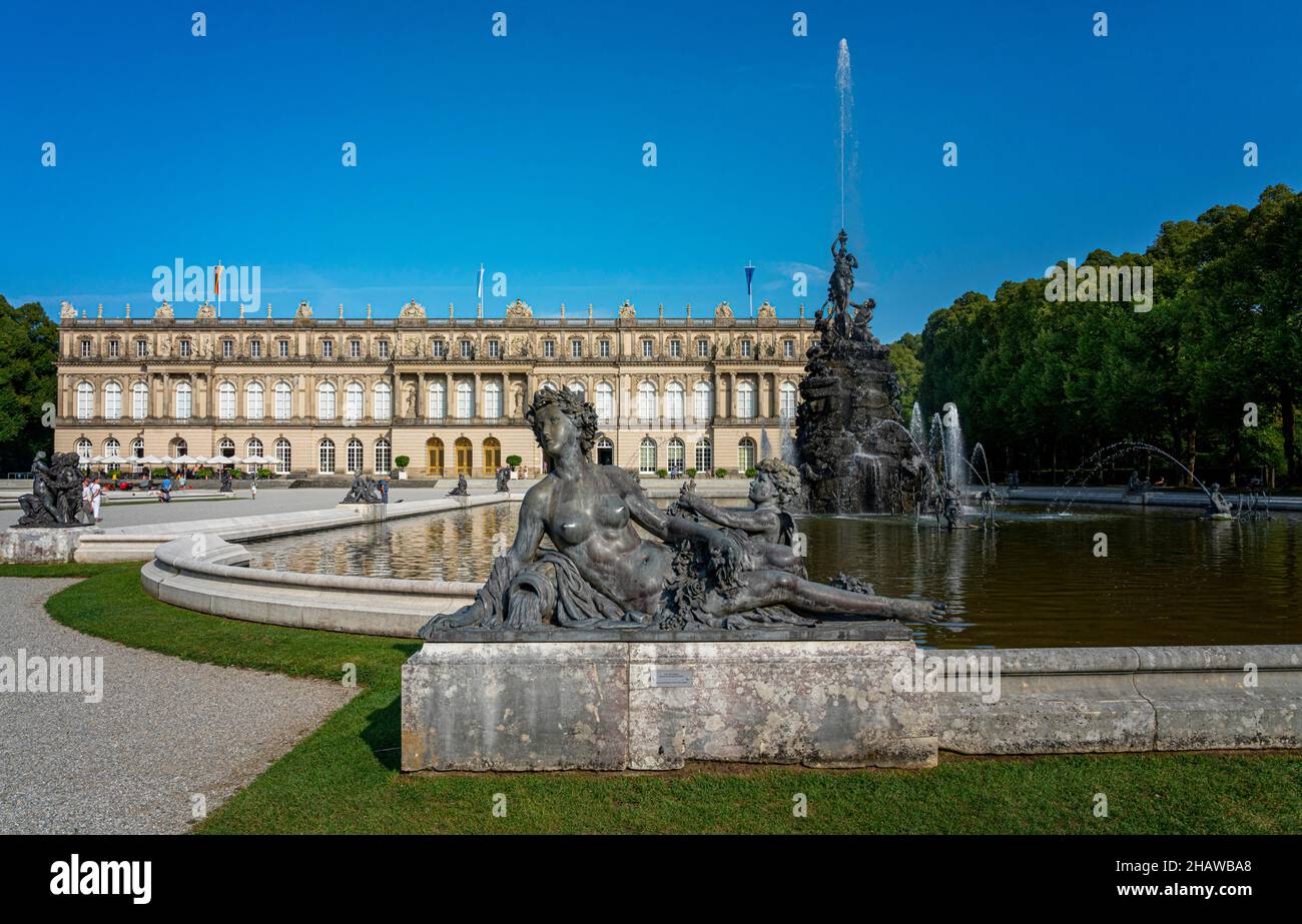 Il nuovo Palazzo di Herrenchiemsee a Herreninsel, Chiemsee, Baviera, Germania Foto Stock