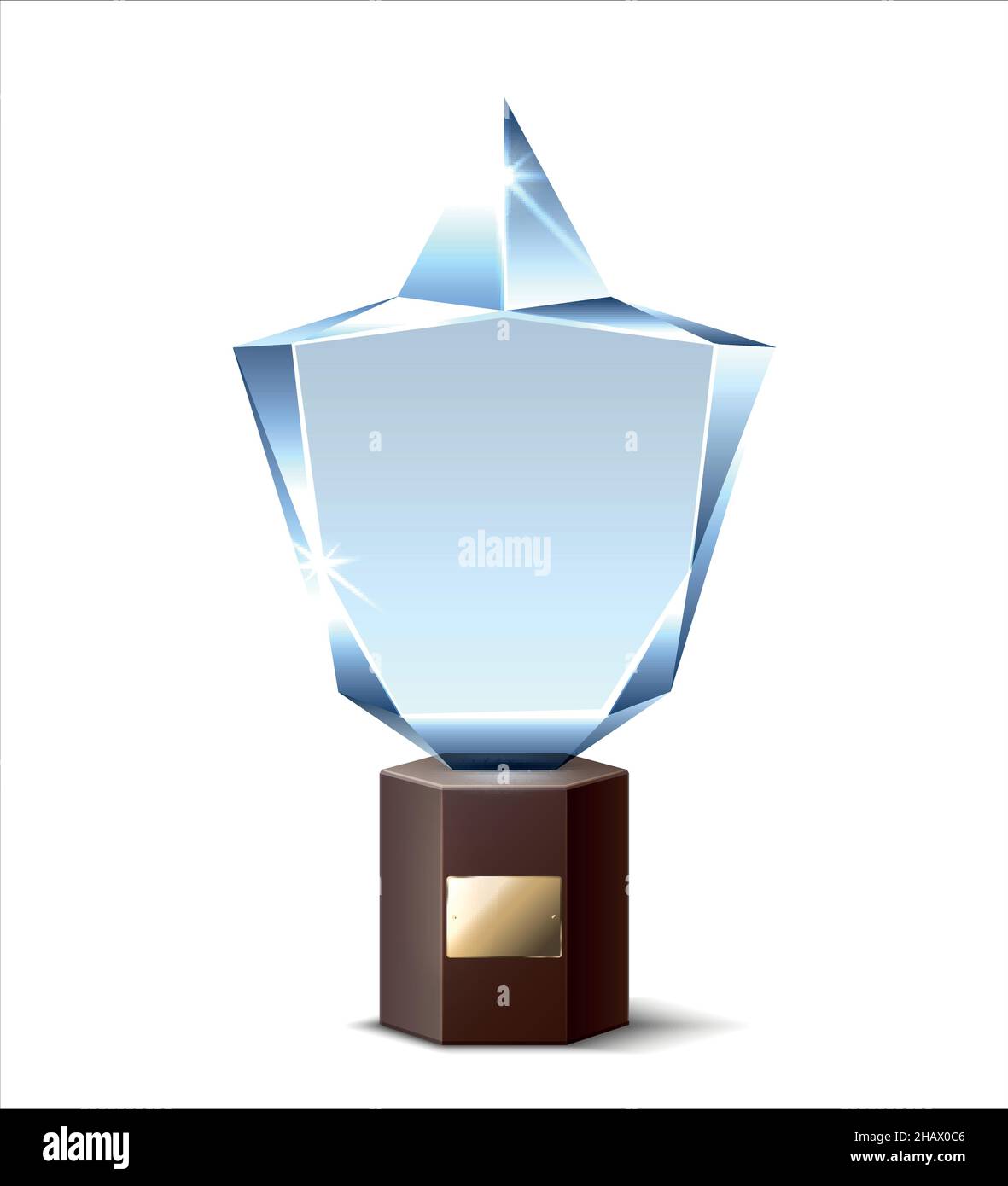 Premio trofeo in acrilico con etichetta vuota in stile moderno e realistico Illustrazione Vettoriale