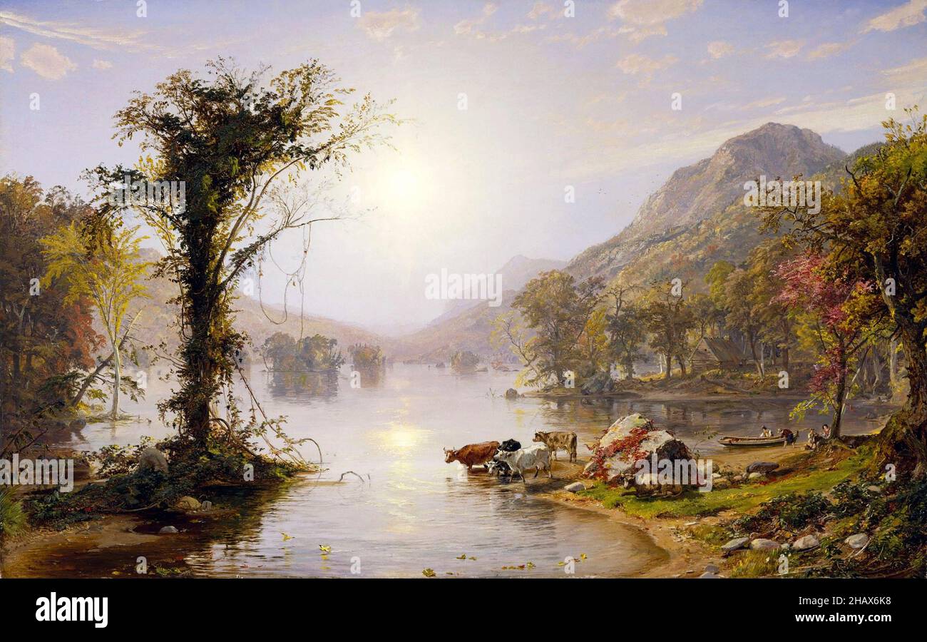 Autunno sul lago Greenwood di Jasper Francis Cropsey (1823-1900), olio su tela, 1861 Foto Stock