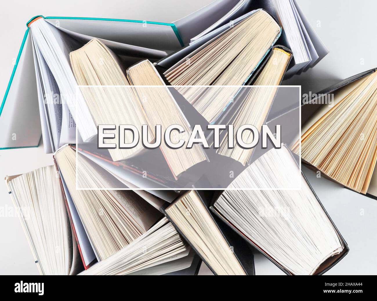 Istruzione parola sopra libri foto. Concetto Knoledge. Foto Stock