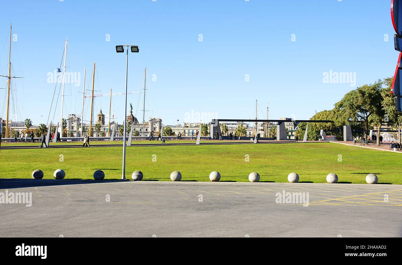 Giardini di Moll de la Fusta a Barcellona, Catalunya, Spagna, Europa Foto Stock