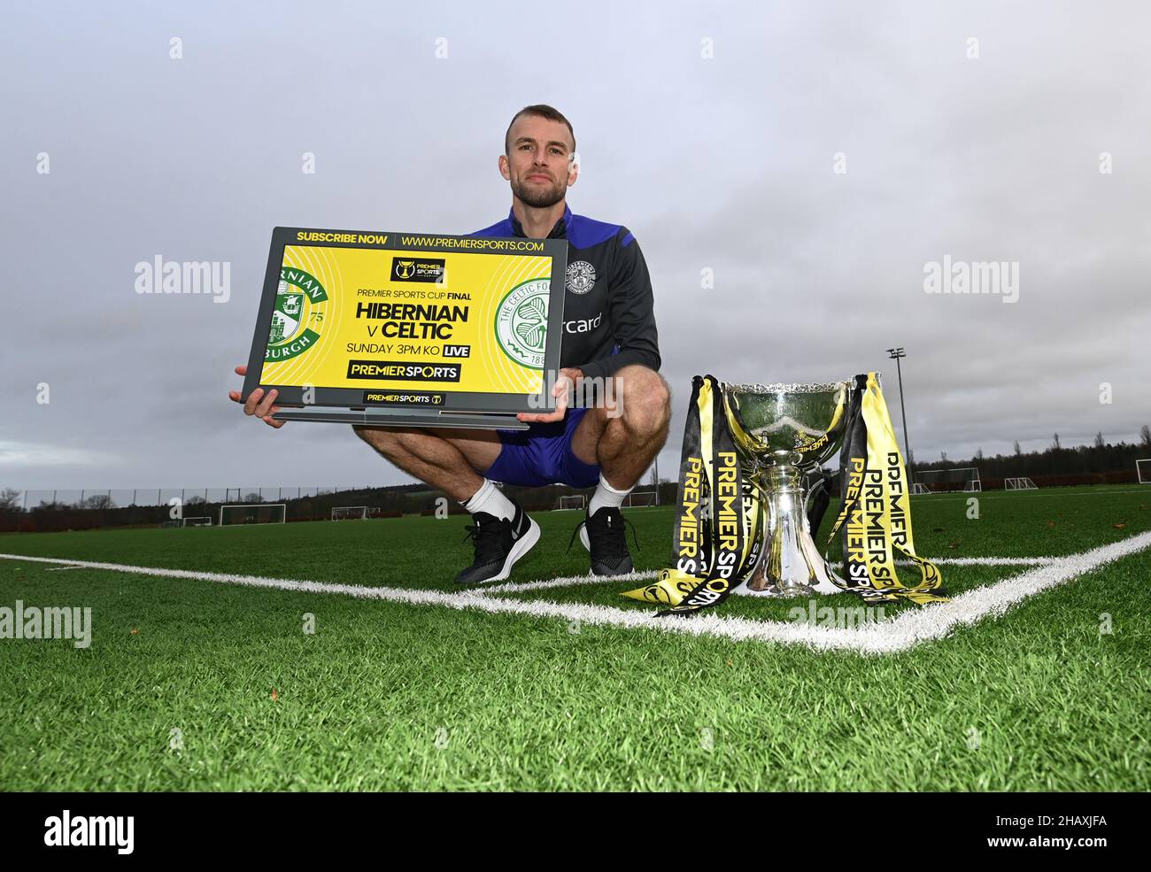 Centro di formazione iberniale. East Mains. Ormiston.Tranent. East Lothian.Scotland UK.15th Dec 21. Hibs Christian Doidge Photo-call per domenica Premier Sports Cup Final vs Celtic . Credit: eric mccowat/Alamy Live News Foto Stock