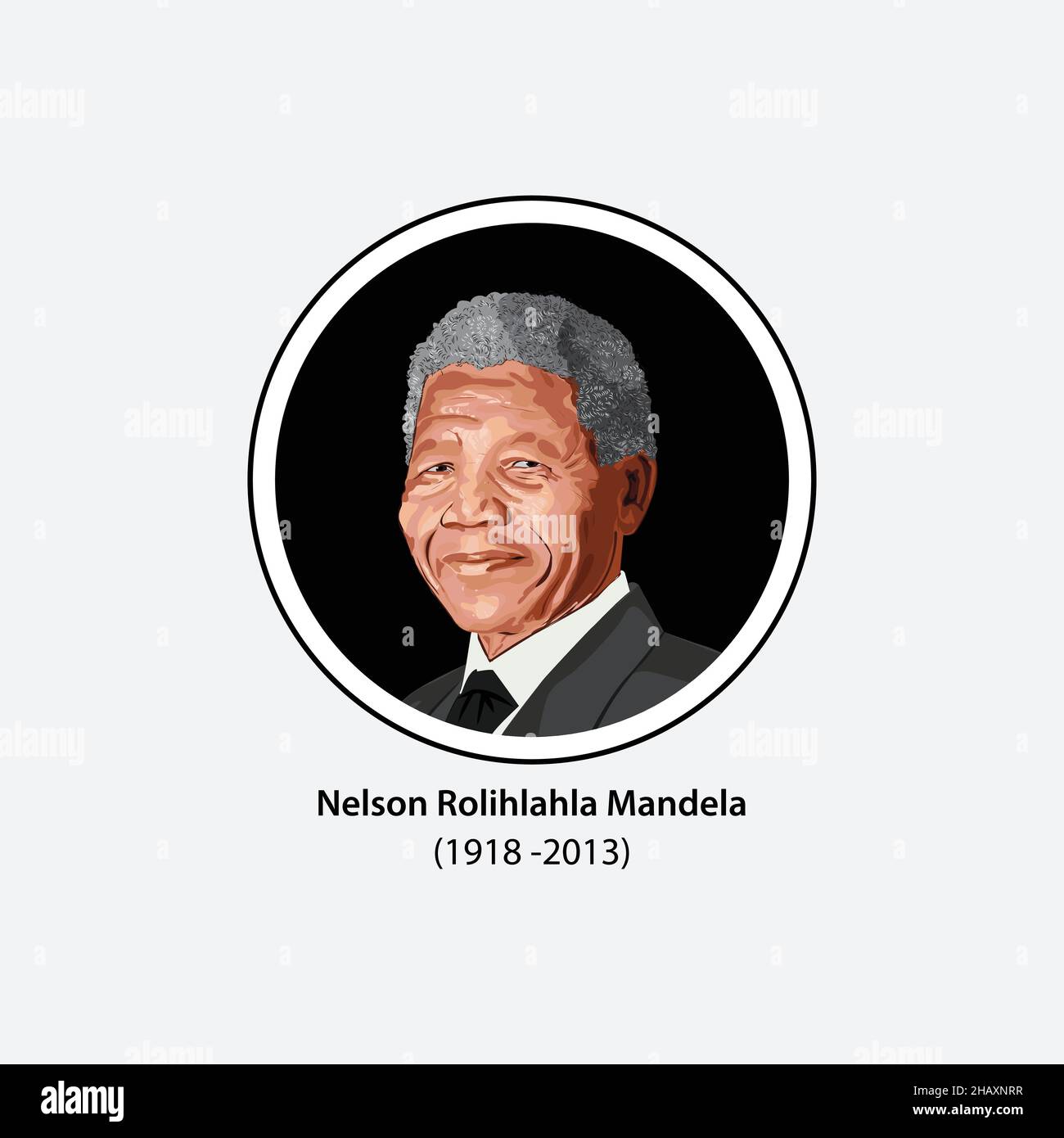 Nelson Mandela è stato un leader politico e rivoluzionario anti-apartheid sudafricano, presidente del Sudafrica dal 1994 al 1999. Illustrazione Vettoriale