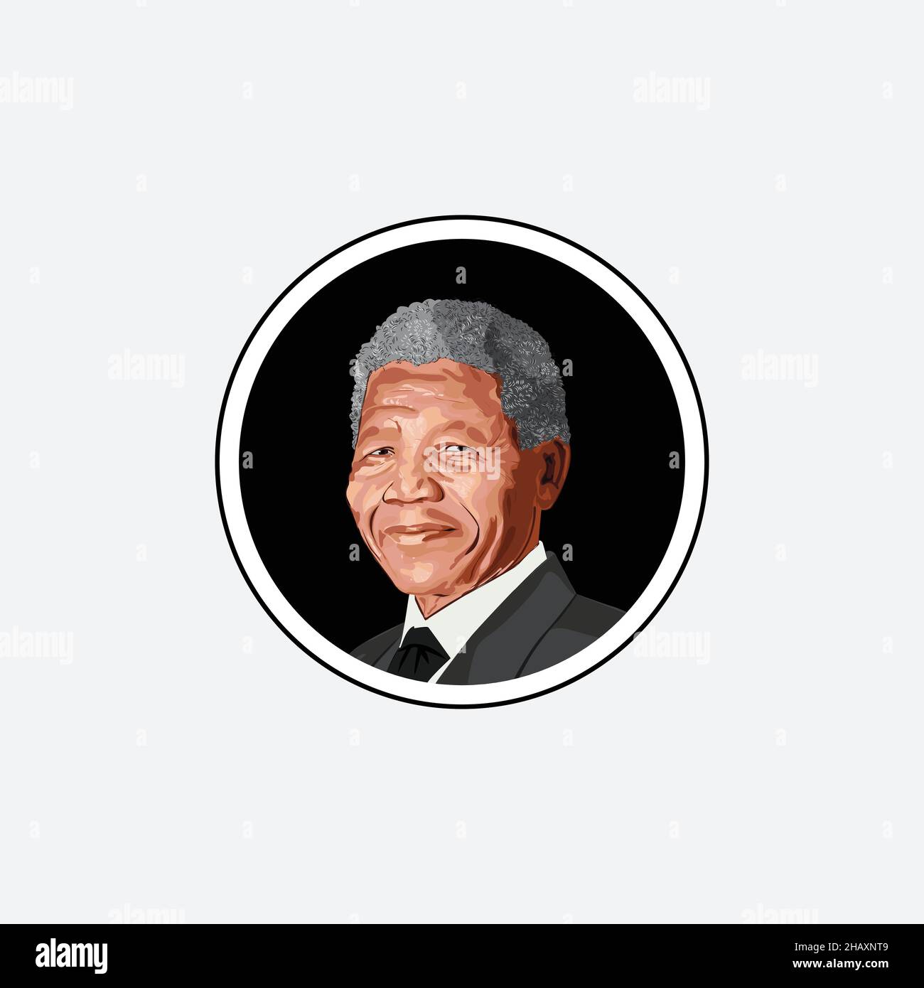 Nelson Mandela è stato un leader politico e rivoluzionario anti-apartheid sudafricano, presidente del Sudafrica dal 1994 al 1999 Illustrazione Vettoriale