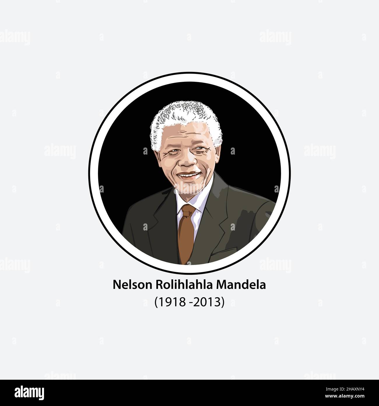 Nelson Mandela è stato un leader politico e rivoluzionario anti-apartheid sudafricano, presidente del Sudafrica dal 1994 al 1999. Illustrazione Vettoriale