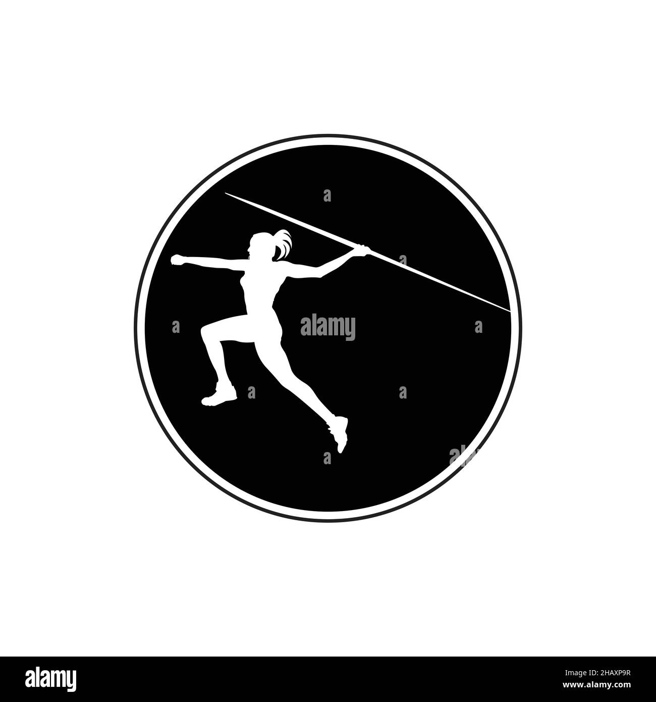 Javelin che lancia Athlete. Lancio javelin, lancio atleta, silhouette vettoriale isolata. Atletica. Illustrazione Vettoriale