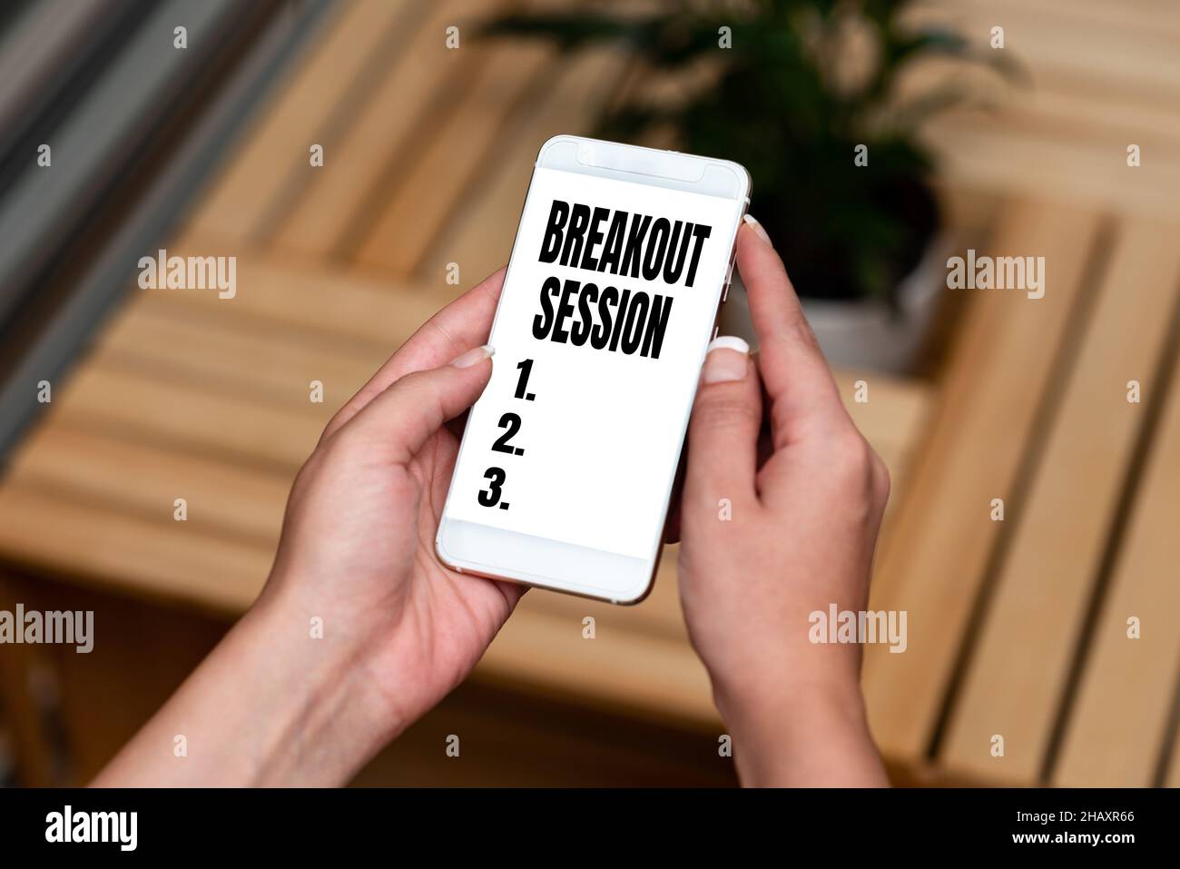 Firmare la visualizzazione della sessione di interruzione. Discussione o presentazione del workshop sull'approccio aziendale su argomenti specifici funzionalità di chiamata vocale e video Foto Stock