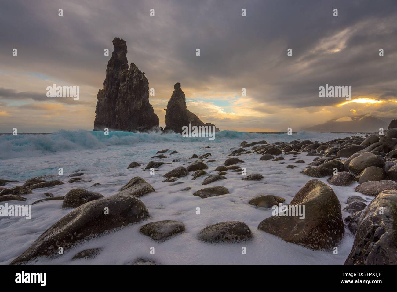 Alba a Ribeira da Janela, Madeira, Portogallo Foto Stock