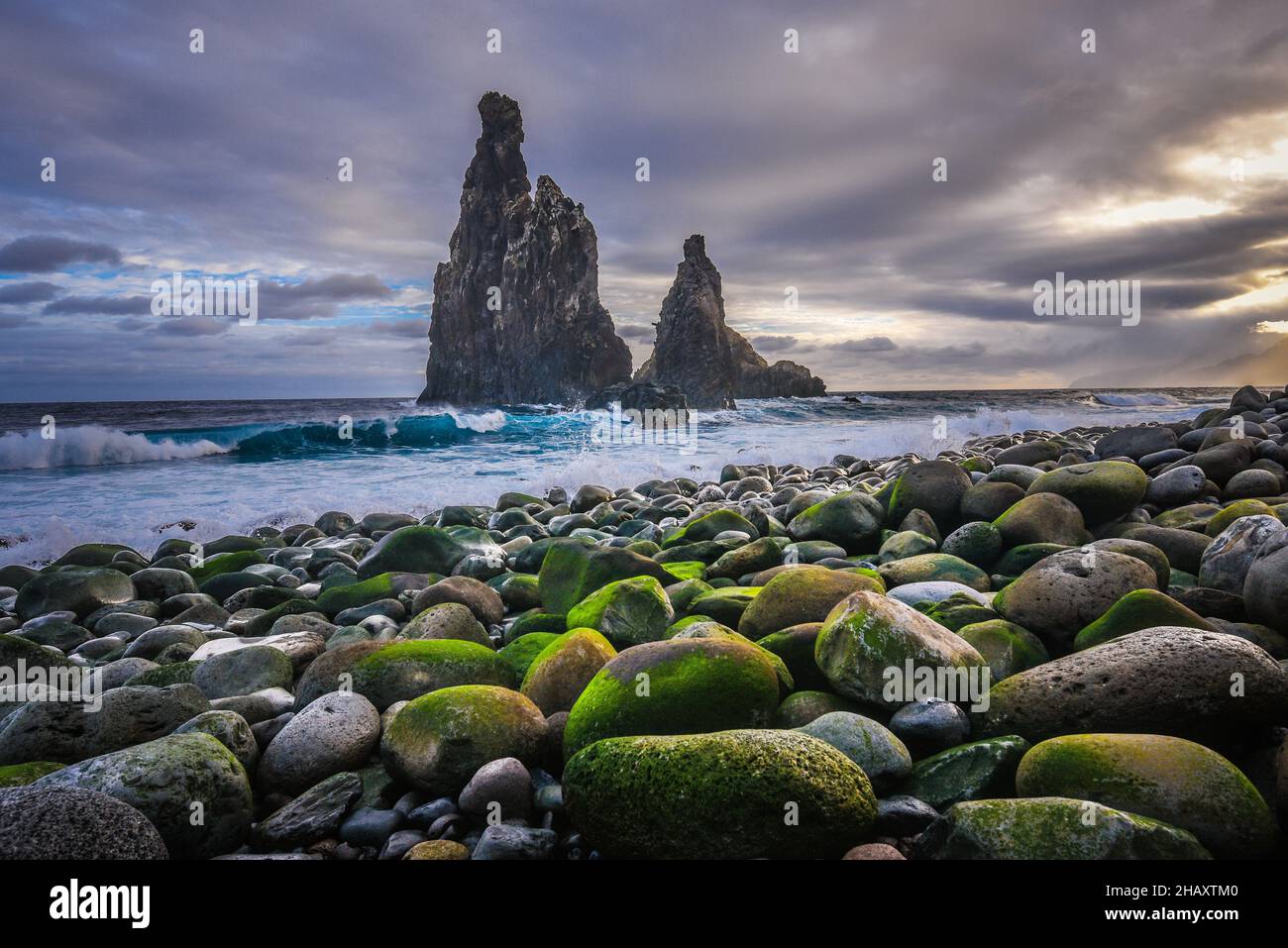 Alba a Ribeira da Janela, Madeira, Portogallo Foto Stock