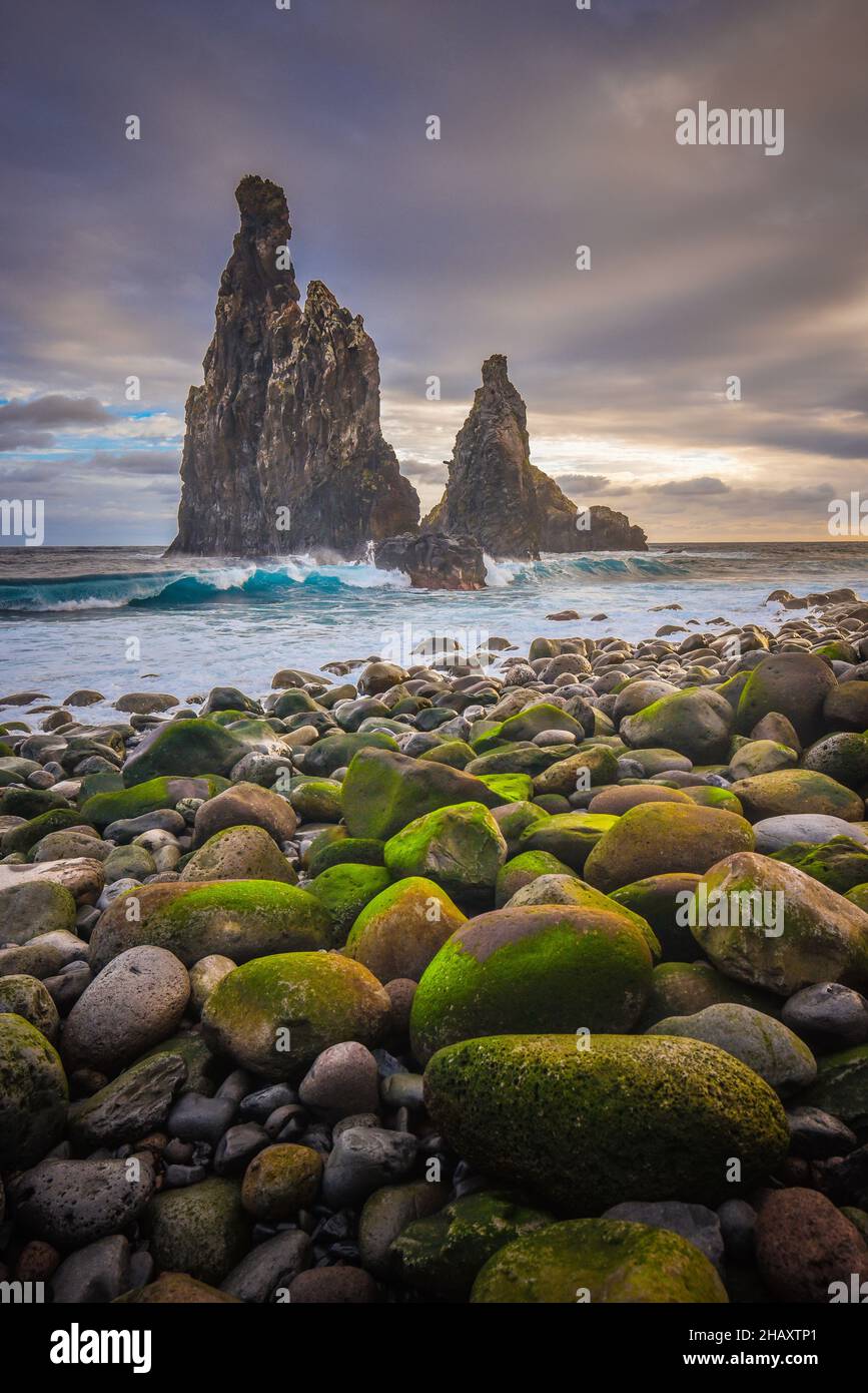 Alba a Ribeira da Janela, Madeira, Portogallo Foto Stock