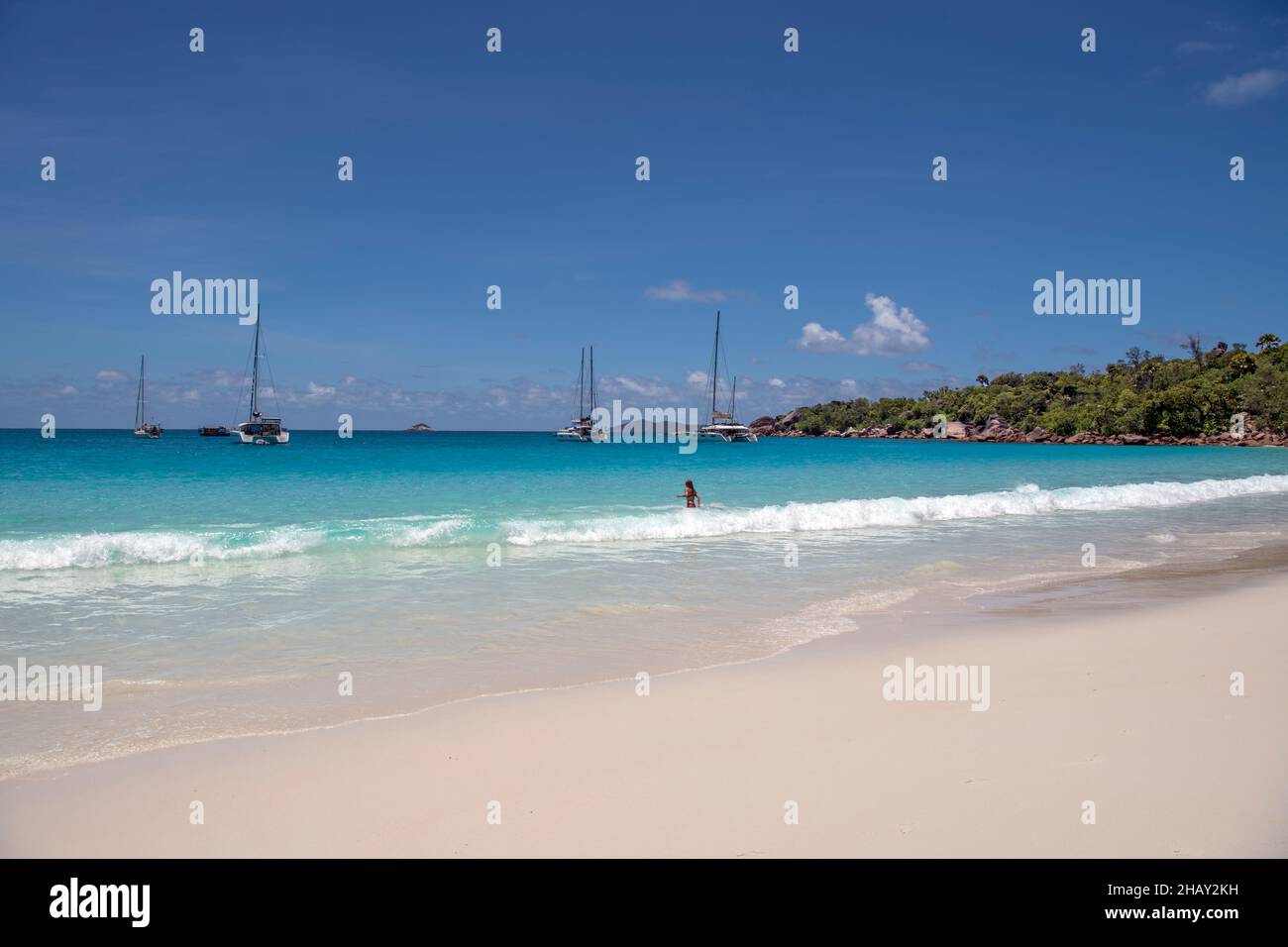 Chevalier Bay Anse Lazio Praslin Seychelles Foto Stock