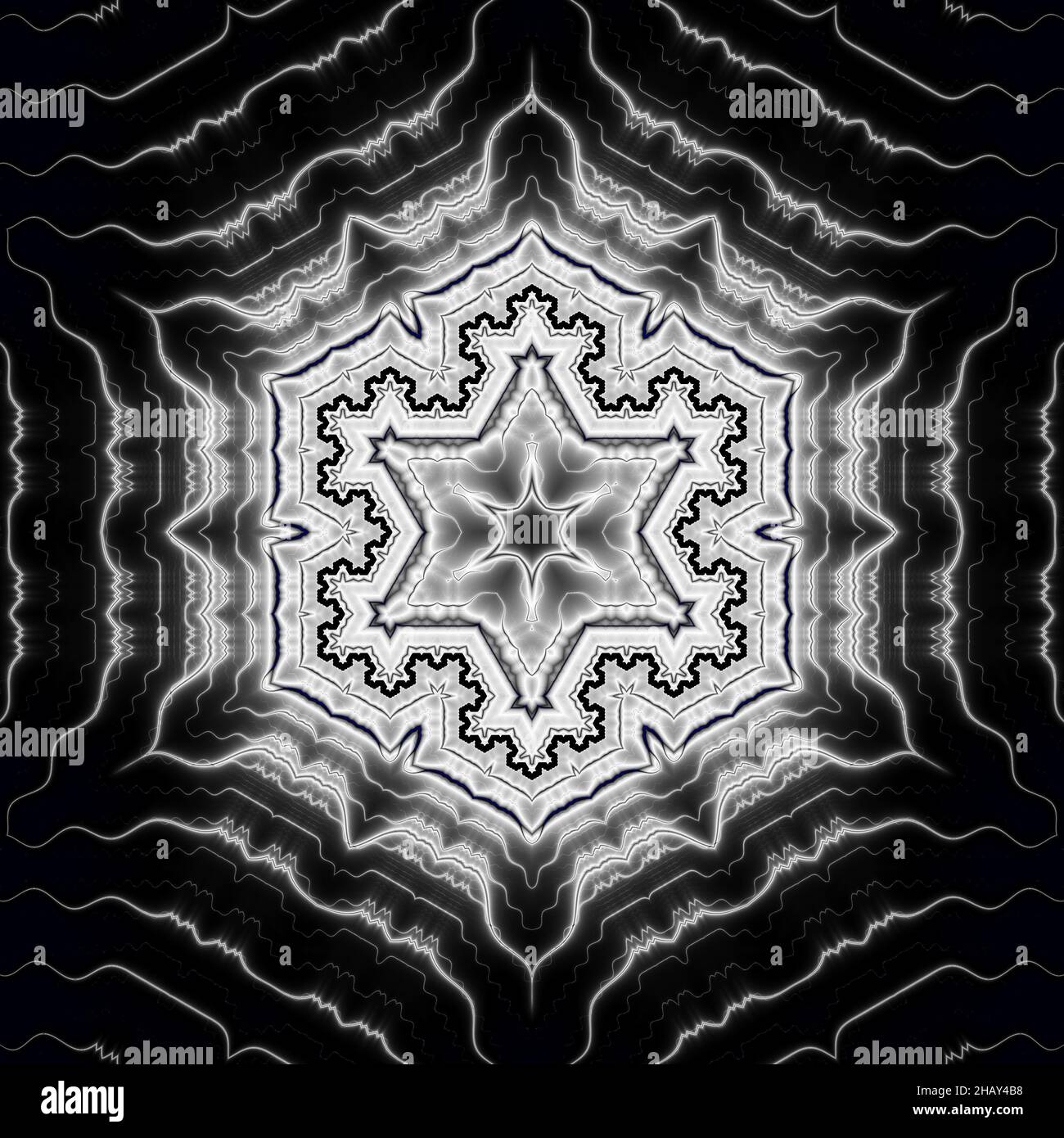 Arte mandala disegnata a mano con motivo di germogli floreali etnici. Pagina da colorare - kaindala, rilassamento spirituale per adulti, illustrazione vettoriale, isolato sopra Foto Stock