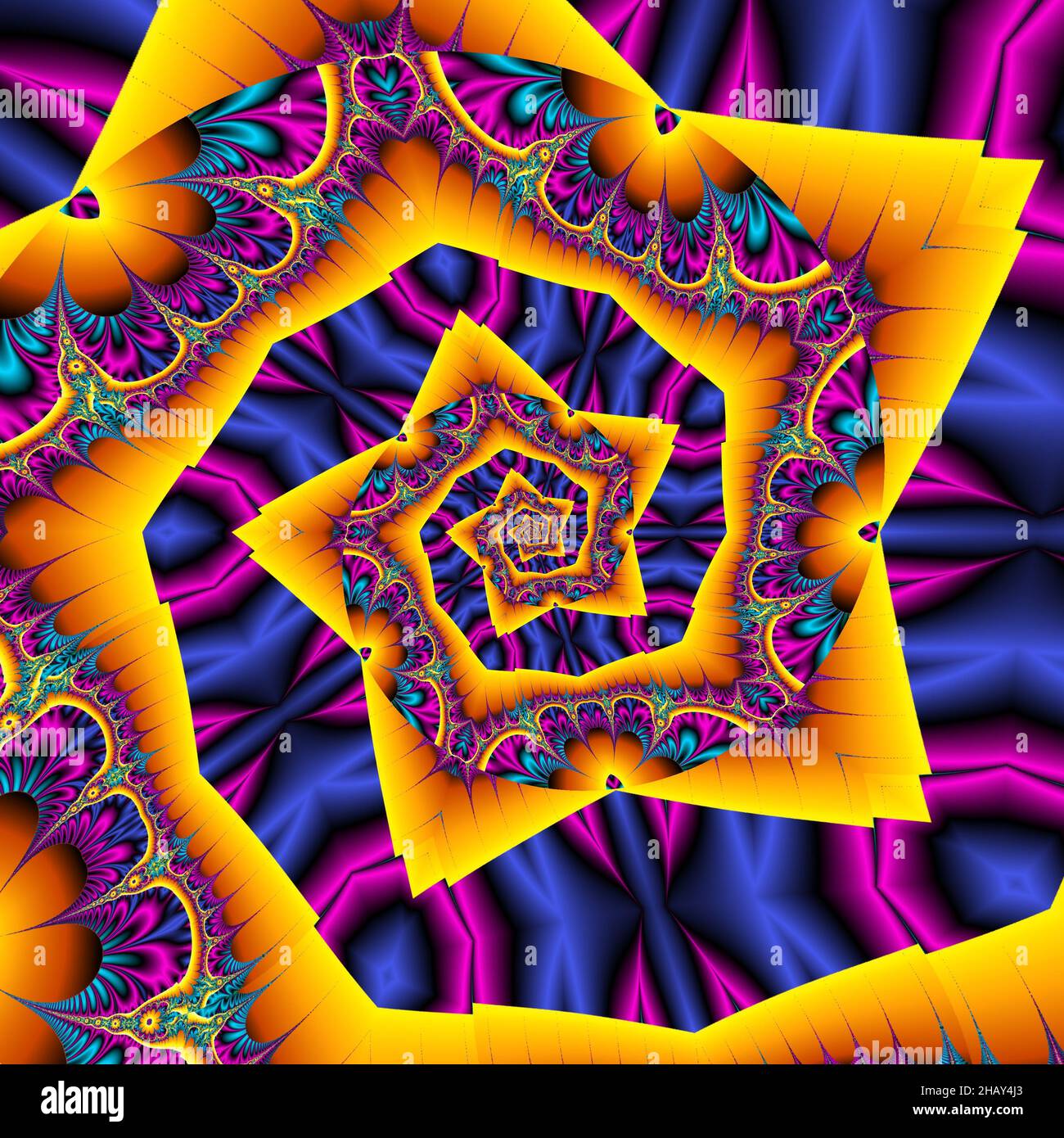 Arte mandala disegnata a mano con motivo di germogli floreali etnici. Pagina da colorare - kaindala, rilassamento spirituale per adulti, illustrazione vettoriale, isolato sopra Foto Stock