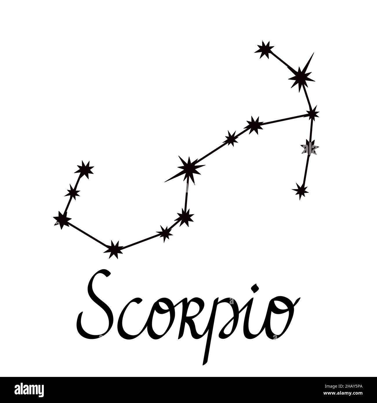 Collezione di costellazione zodiacale semplice illustrazione vettoriale, Scorpio astrologia oroscopo simbolo per la previsione di eventi futuri, stelle collegate con linee Illustrazione Vettoriale