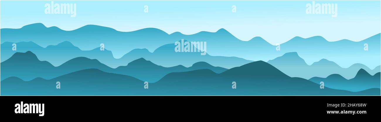 panorama vettore illustrazione di creste di montagna e fiume Illustrazione Vettoriale