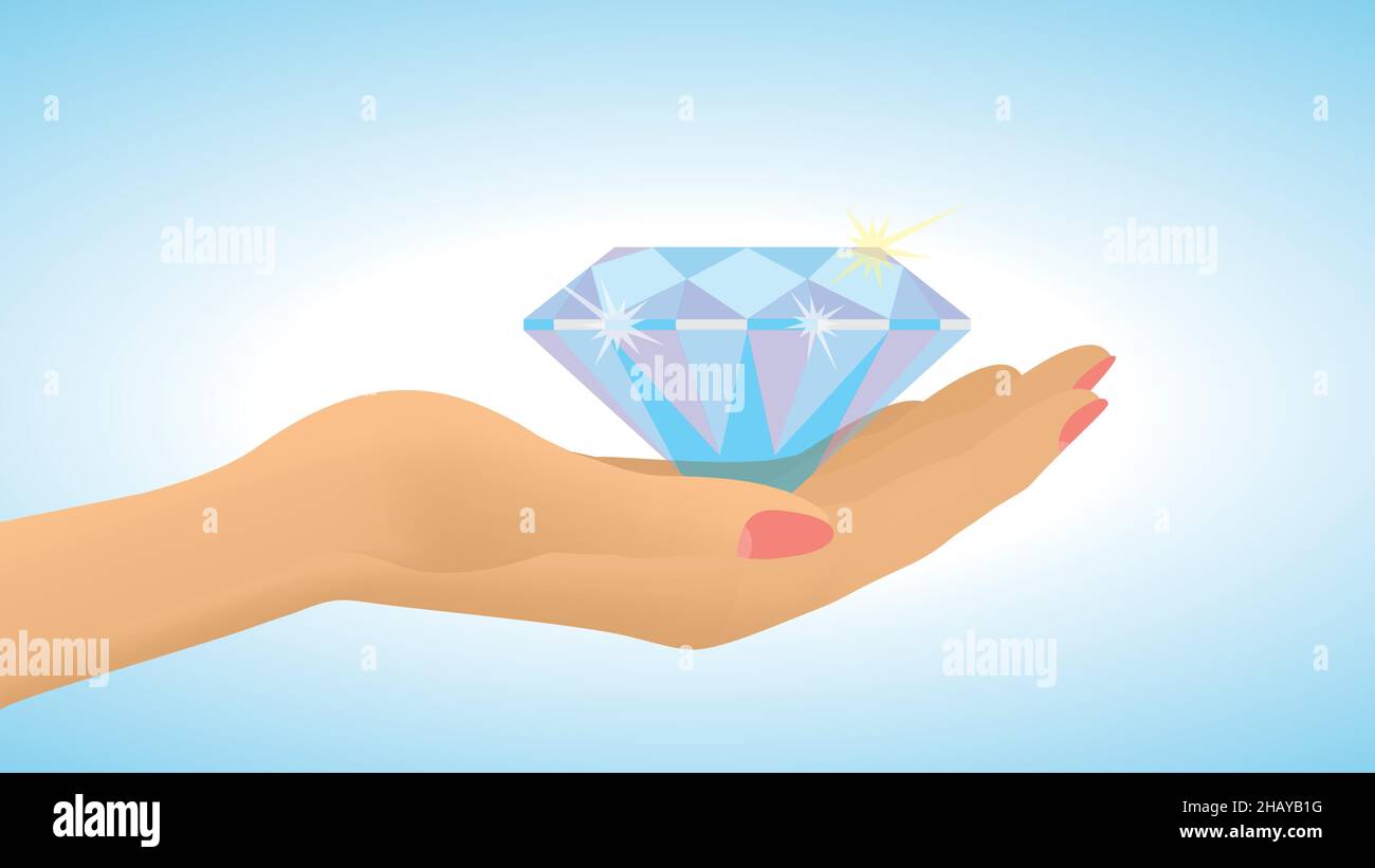 Mano con gemma. Illustrazione vettoriale. EPS10. Dimensione 16:9. Illustrazione Vettoriale