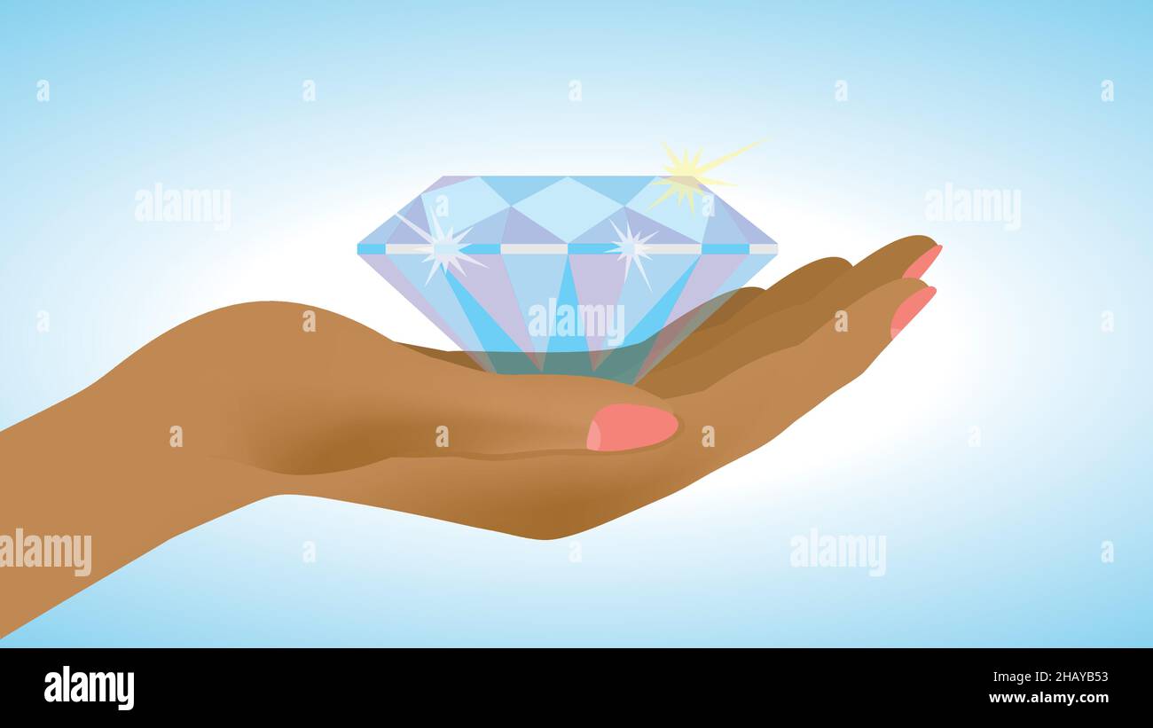 Mano con gemma. Illustrazione vettoriale. EPS10. Dimensione 16:9. Illustrazione Vettoriale