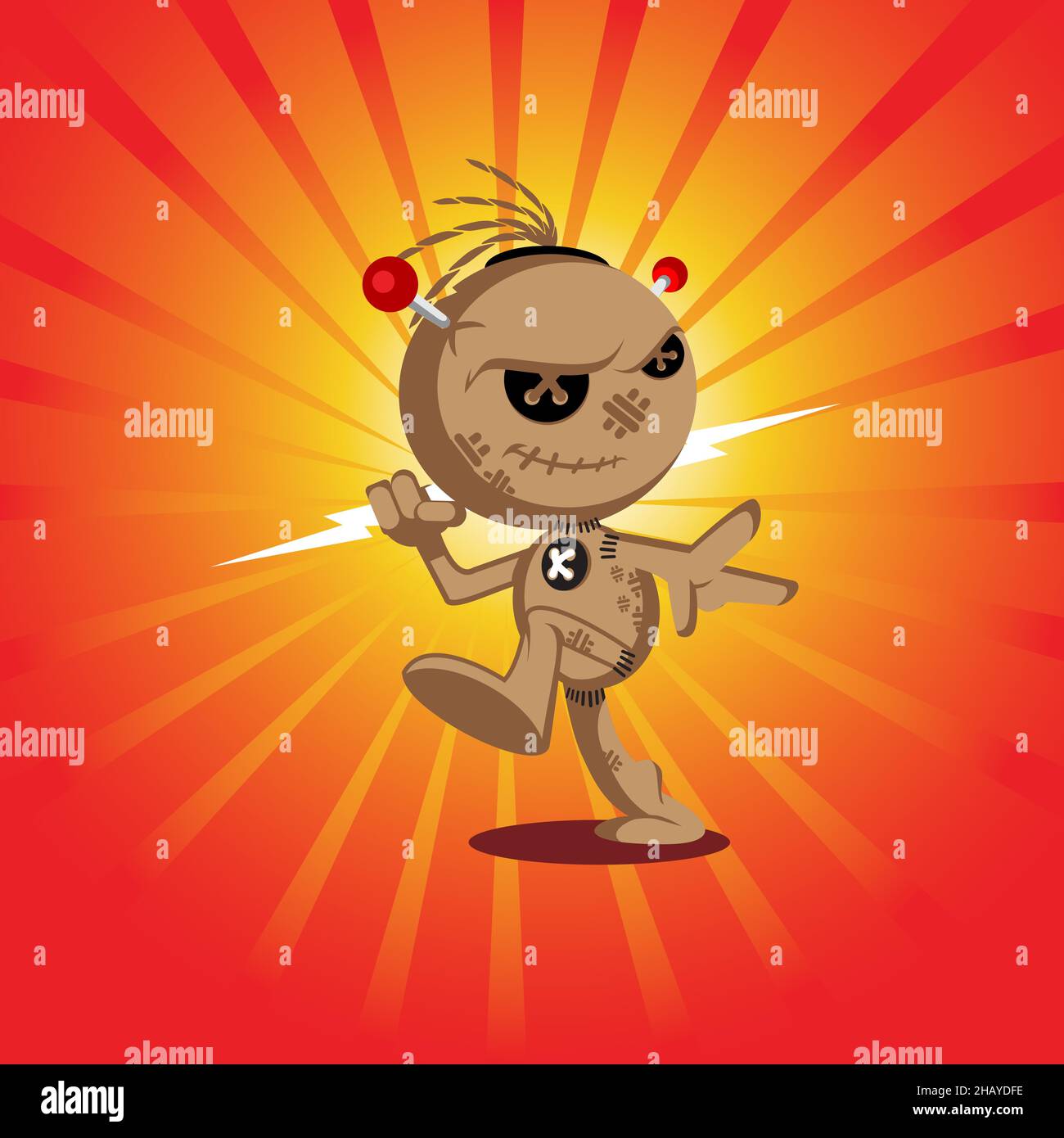 Voodoo Doll versione 2 illustrazione vettoriale per tema Halloween, stampa t-shirt o qualsiasi altro scopo. Illustrazione Vettoriale