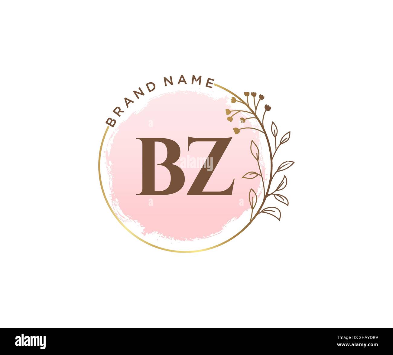Logo BZ femminile. Utilizzabile per la natura, salone, centro benessere, cosmetici e loghi di bellezza. Elemento modello di disegno con logo a vettore piatto. Illustrazione Vettoriale