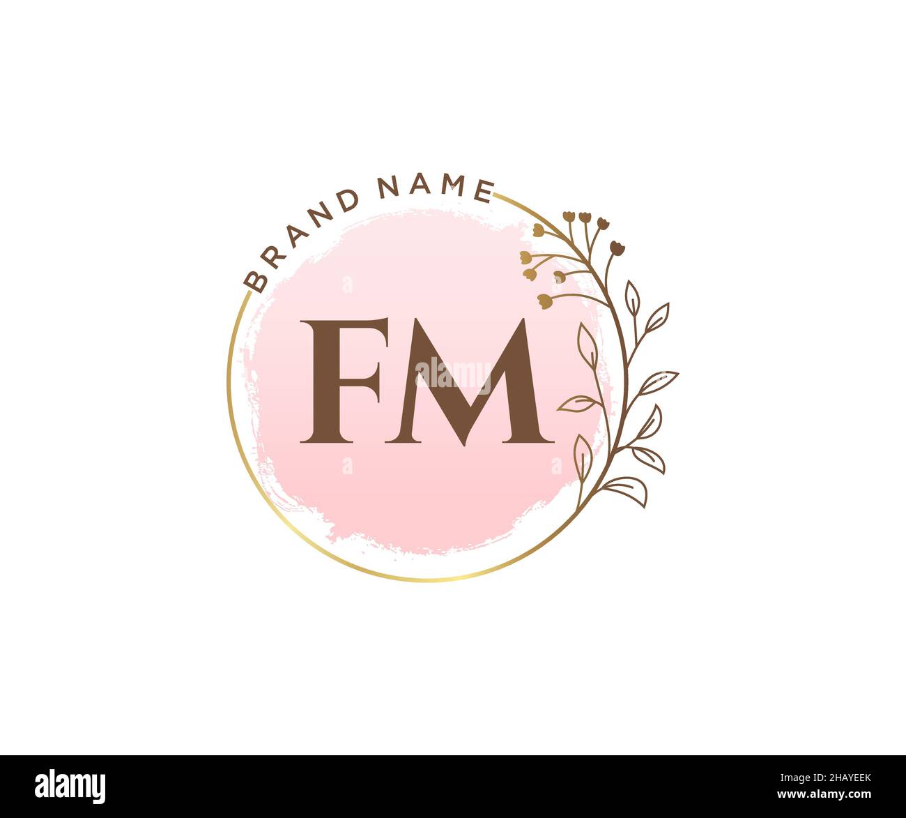 Logo FM femminile. Utilizzabile per la natura, salone, centro benessere, cosmetici e loghi di bellezza. Elemento modello di disegno con logo a vettore piatto. Illustrazione Vettoriale