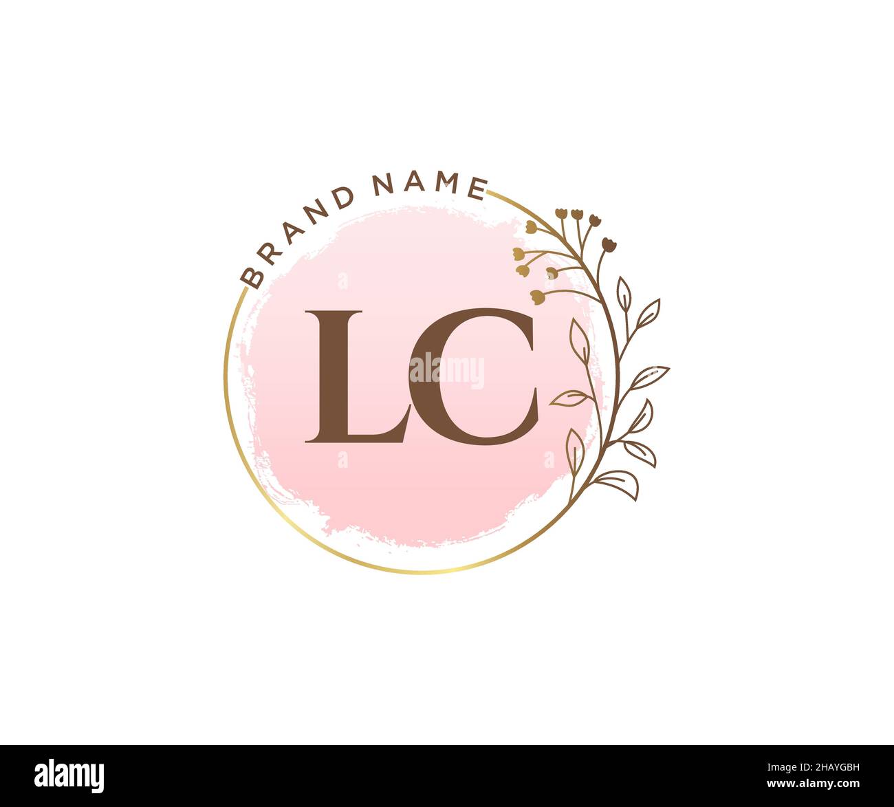 Logo LC femminile. Utilizzabile per la natura, salone, centro benessere, cosmetici e loghi di bellezza. Elemento modello di disegno con logo a vettore piatto. Illustrazione Vettoriale