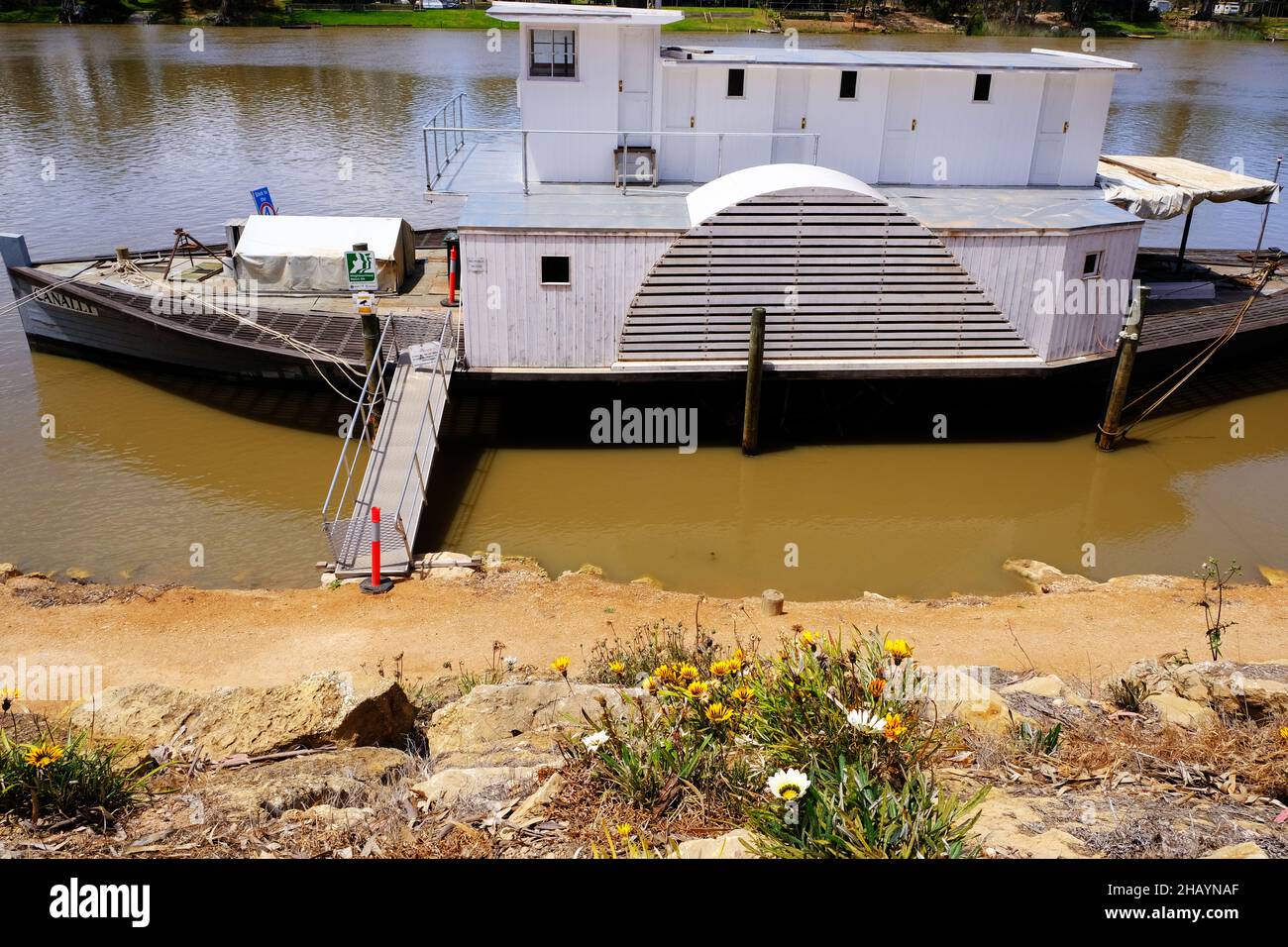 Il piroscafo a pale PS Canally è stato restaurato a Morgan sul fiume Murray in South Australia Foto Stock