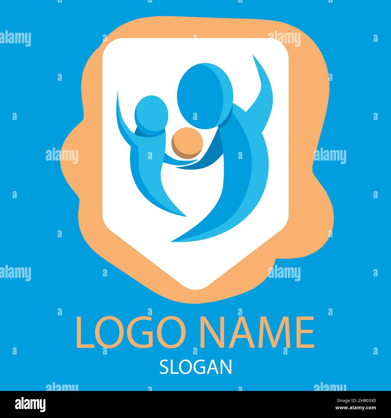 Illustrazione astratta dell'interazione di padre e figlio, un gioco di palla. Illustrazione Vettoriale