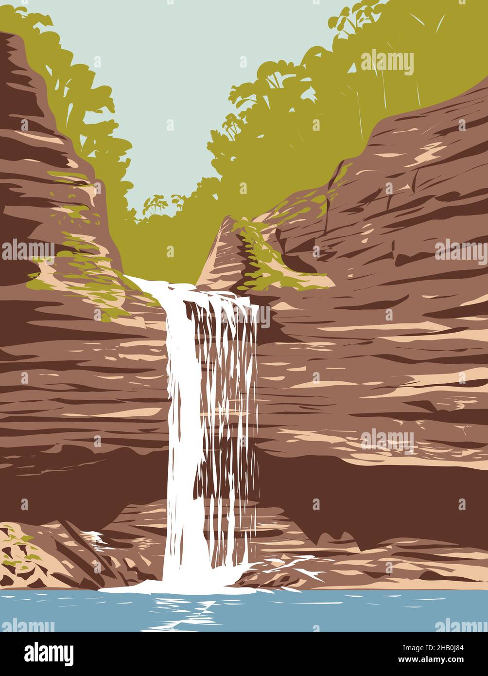 Petit Jean state Park con Cedar Falls nella contea di Conway, accanto al fiume Arkansas WPA Foto Stock