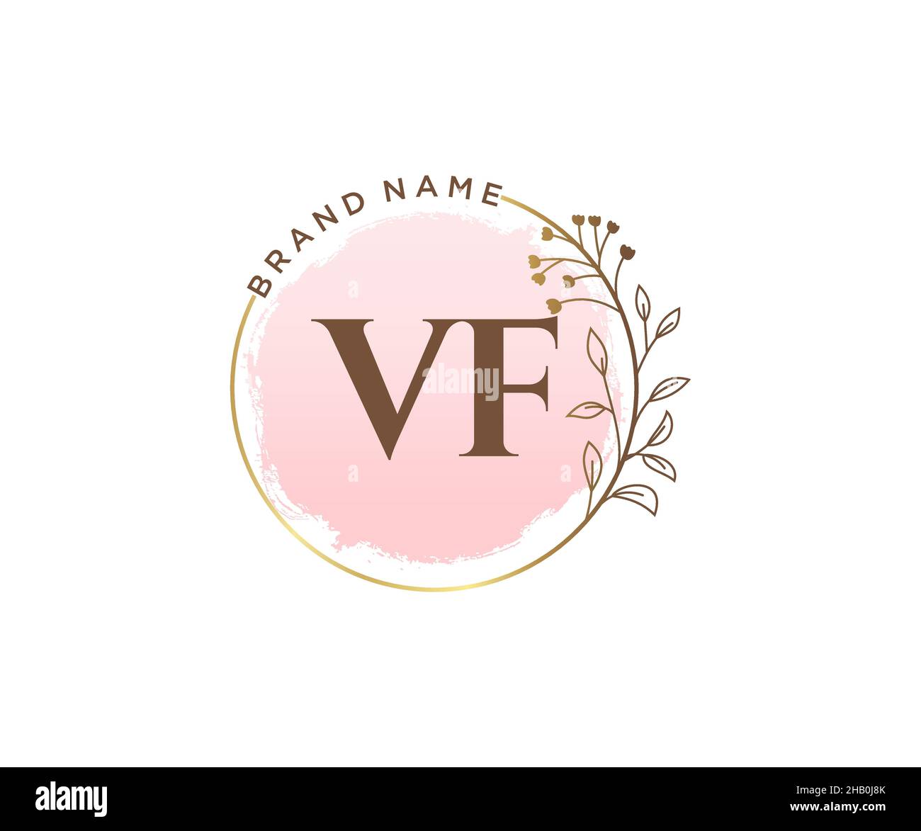 Logo VF femminile. Utilizzabile per la natura, salone, centro benessere, cosmetici e loghi di bellezza. Elemento modello di disegno con logo a vettore piatto. Illustrazione Vettoriale