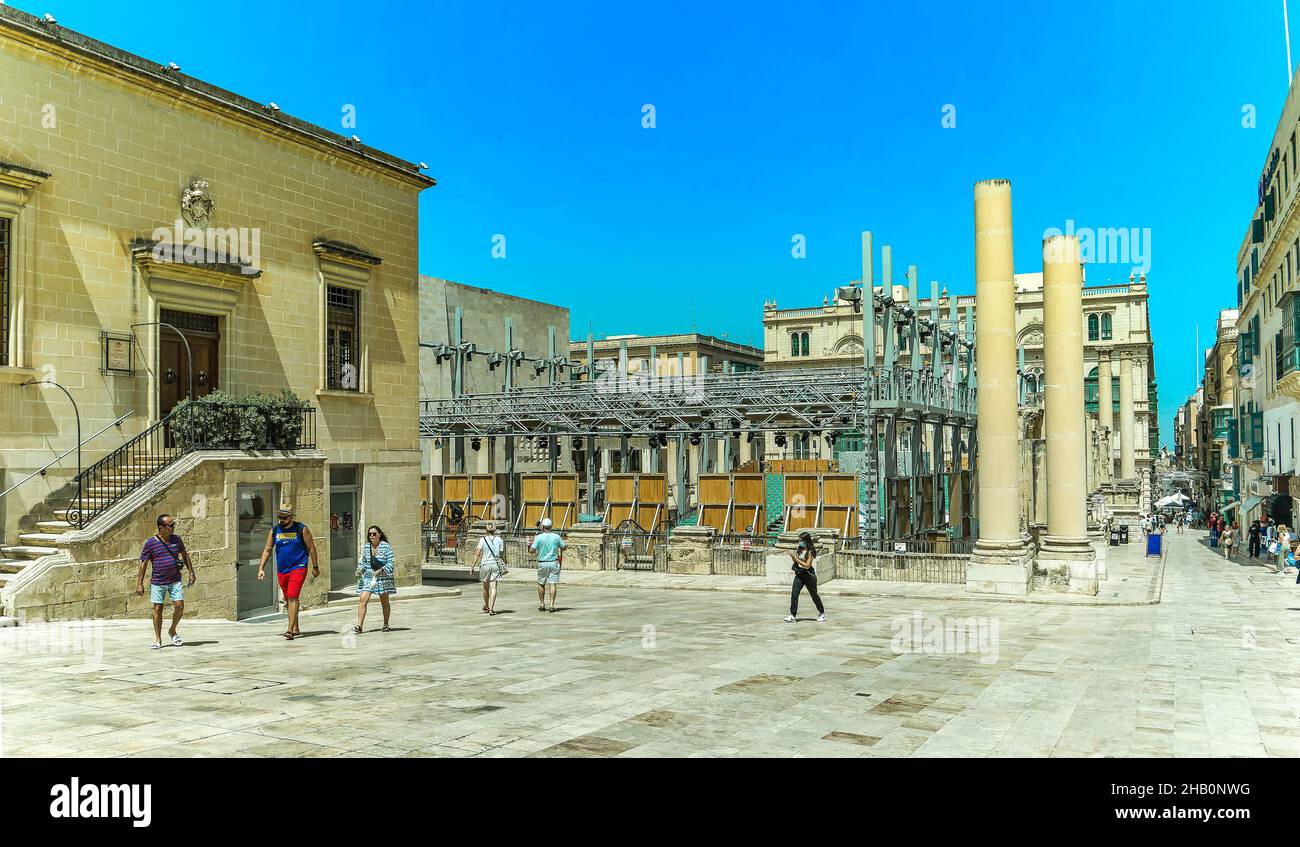 Resti della Royal Opera House danneggiati dai nazisti durante gli scioperi aerei del 1942 - Valletta, Malta. Foto Stock