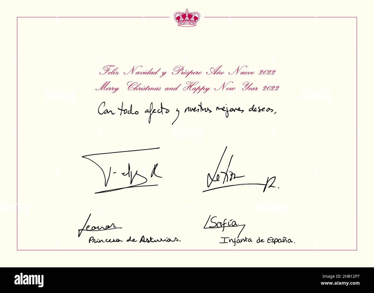 Madrid, Madrid, Spagna. 16th Dic 2021. Re Felipe VI di Spagna, la Regina Letizia di Spagna, la Principessa Corona Leonor, la Principessa Sofia augura il natale e il nuovo anno di auguri. (Credit Image: © Jack Abuin/ZUMA Press Wire) Foto Stock