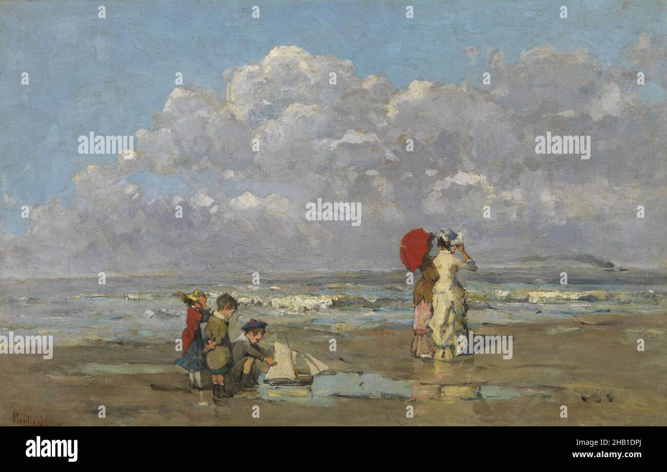 Sulla spiaggia, Périclès Pantazis, 19th secolo, pittura, 19th secolo, Arte belga Foto Stock
