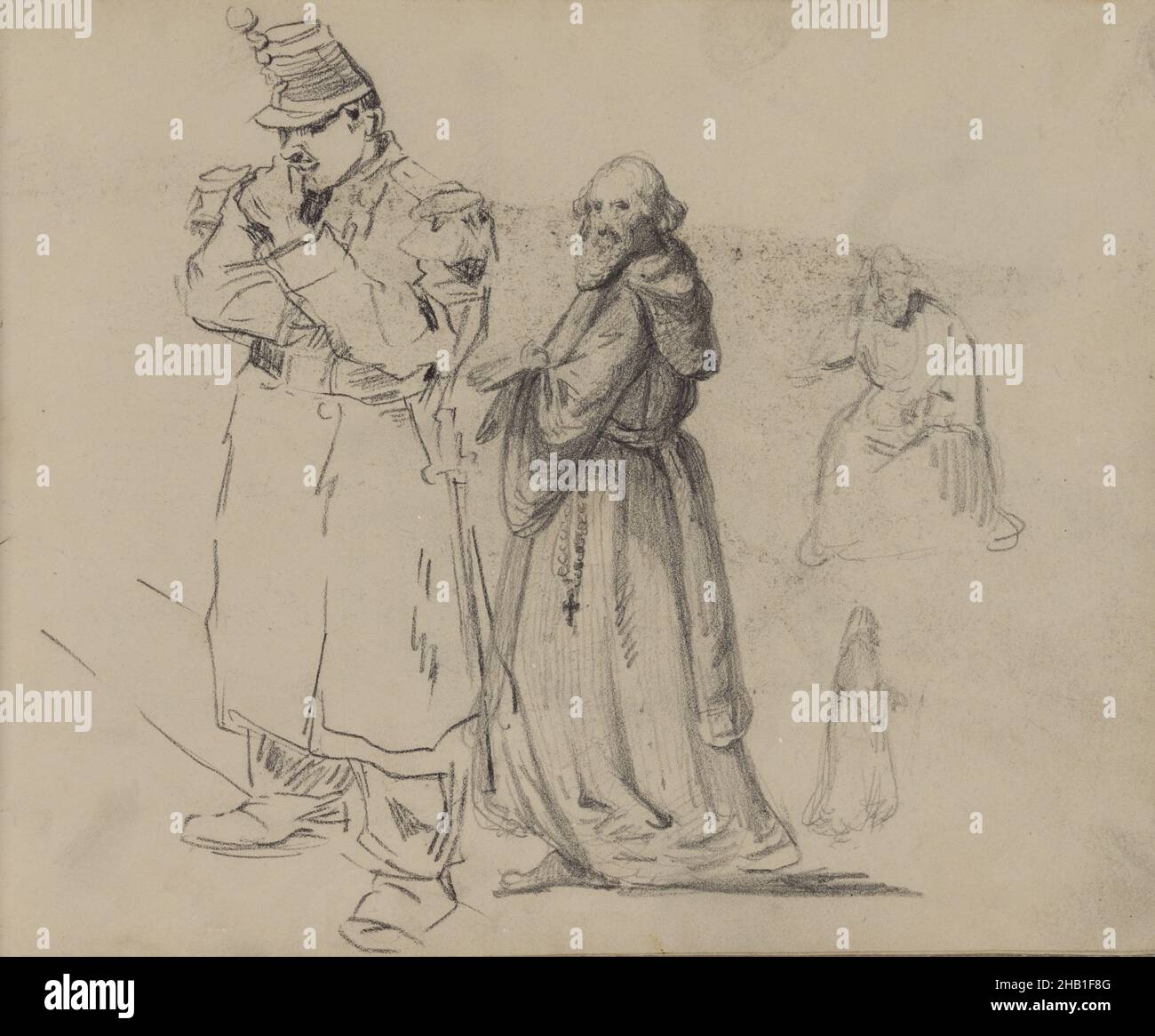 Soldato e monaco, James Ensor, disegno, Arte Belga Foto Stock