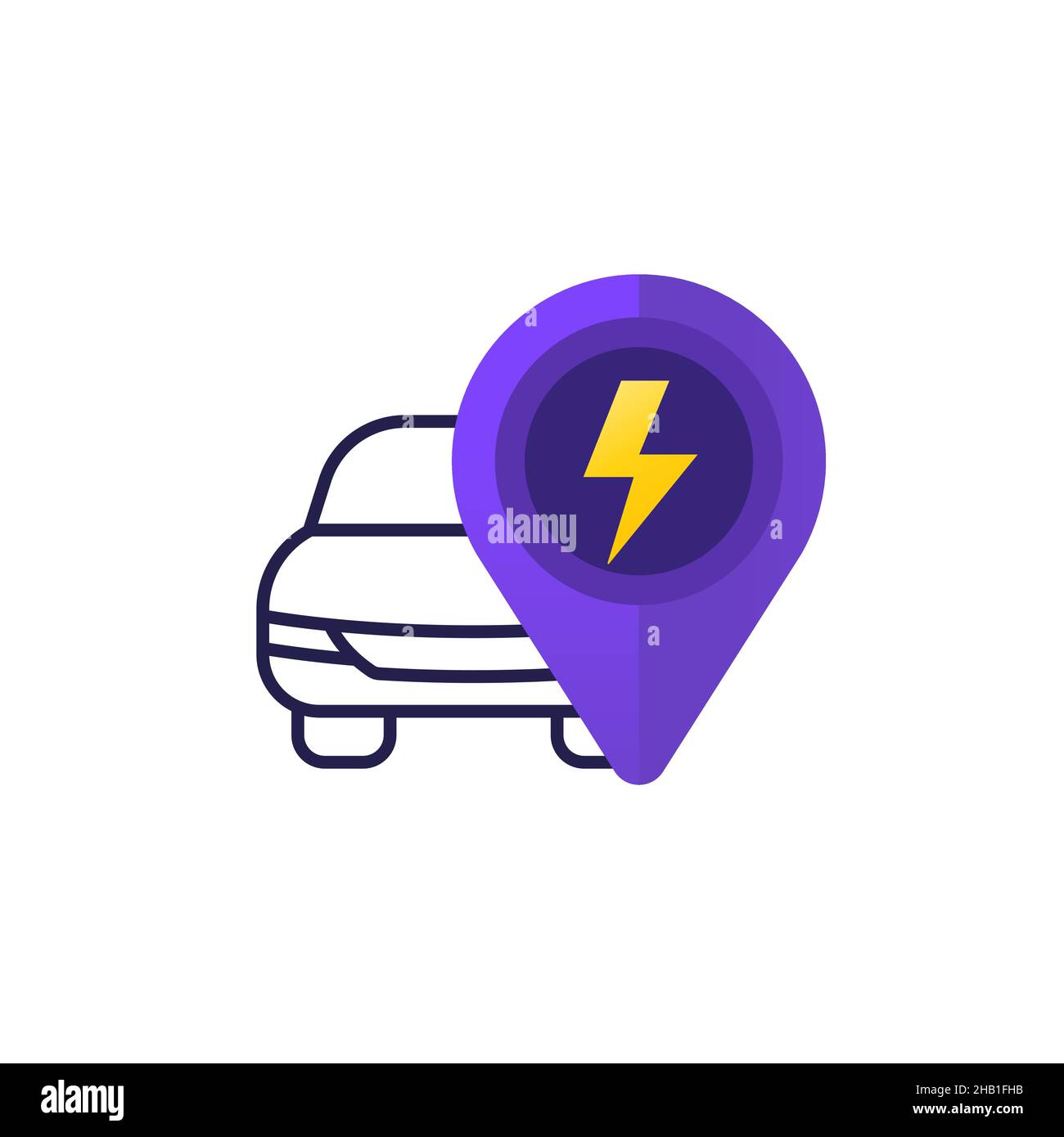 icona dell'auto elettrica con il simbolo dell'elettricità Illustrazione Vettoriale