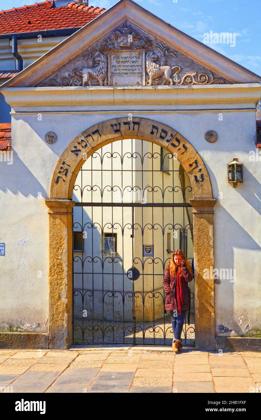 Polonia, Cracovia, Kazimierz, sinagoga Remuh. Foto Stock