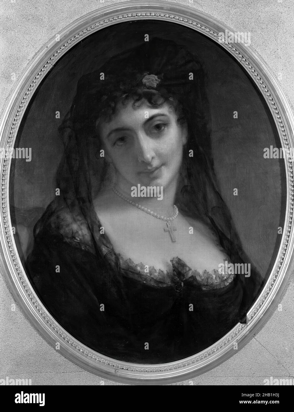 Donna in costume spagnolo, americano, olio su tela, ca. 1860s, 21 1/16 x 17 1/8 pollici, 53,5 x 43,5 cm Foto Stock