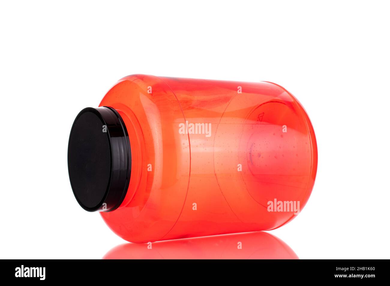 Un contenitore in plastica per alimenti, primo piano, isolato su bianco. Foto Stock