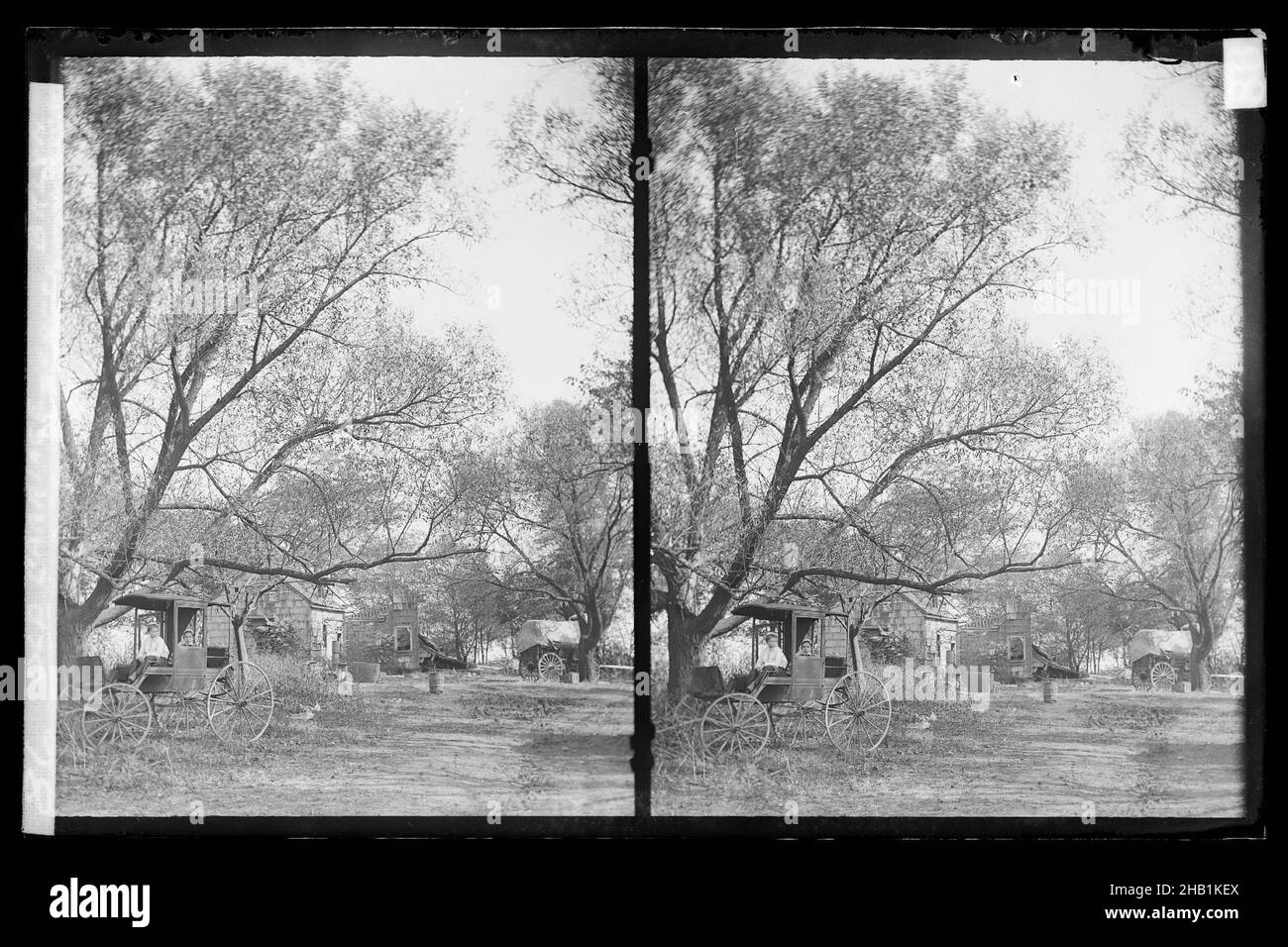 Ragazzi in Old Carriage, vicino Bergen Van Wyck House, al di fuori di frame lots, pianure, Brooklyn, Daniel Berry Austin, americano, Nato nel 1863, attivo nel 1899-1909, gelatina argento vetro secco negativo, ca. 1899-1909 Foto Stock