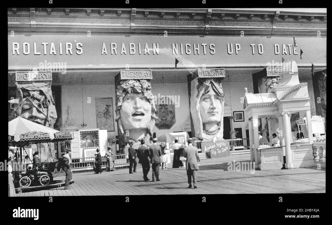 Dreamland, Eugene Wemlinger, cellulosa nitrato negativo, 1908, parco divertimenti, Brooklyn, Coney Island, Dreamland, New York, fotografia Foto Stock