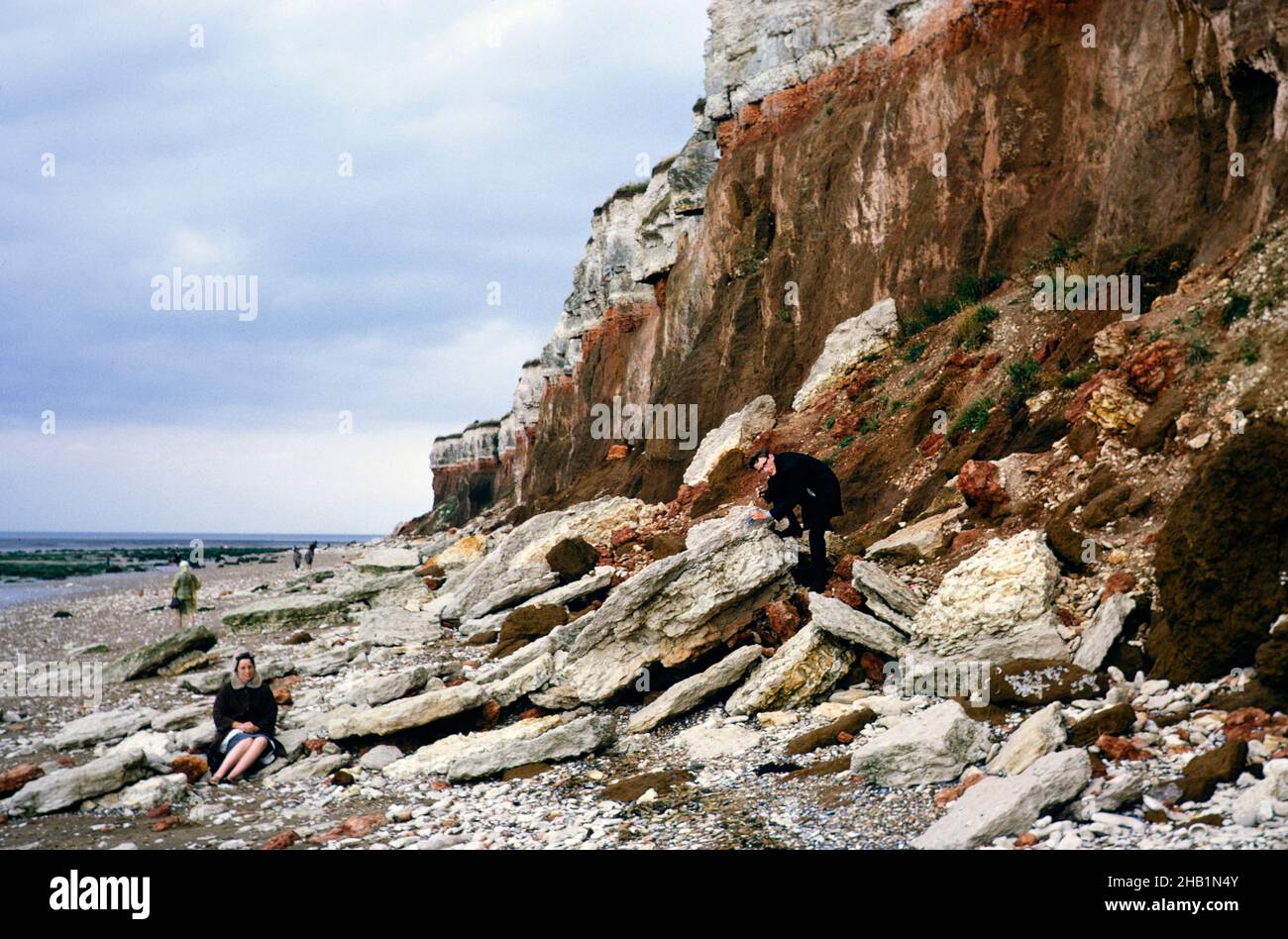 Crolli e la spiaggia Hunstanton, Norfolk, Inghilterra 1966 Foto Stock