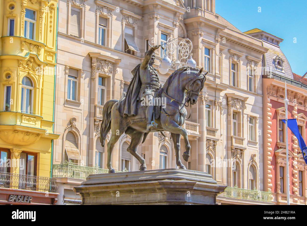 Il monumento di Kralj Tomislav - primo re di Croazia.Zagabria Croazia Foto Stock