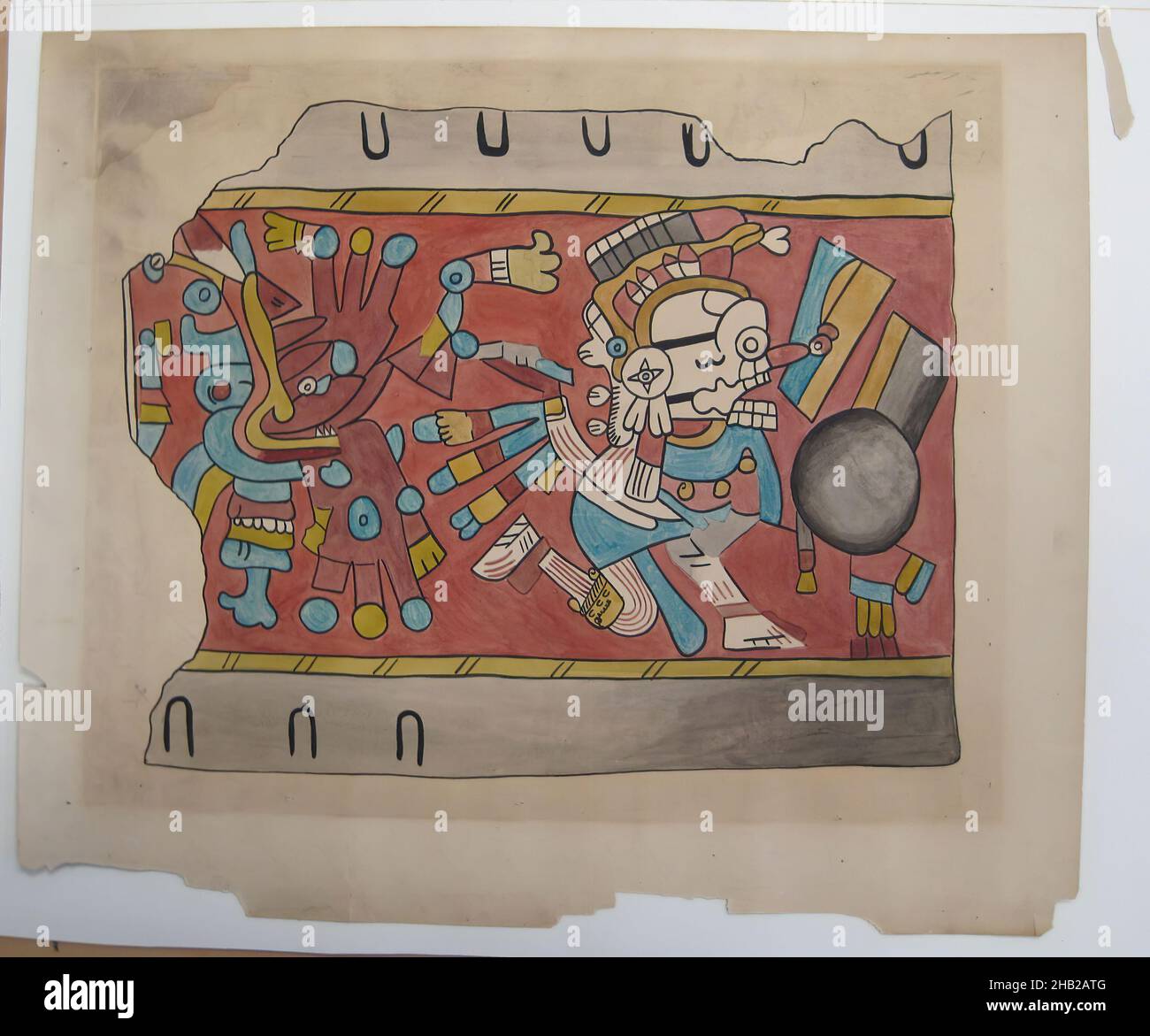 Acquerello di un fresco, disegno a colori, Tizatlán, Tlaxcala, Messico,  circa 1930, 19 5/8 x 23 pollici, 49,8 x 58,4 cm Foto stock - Alamy