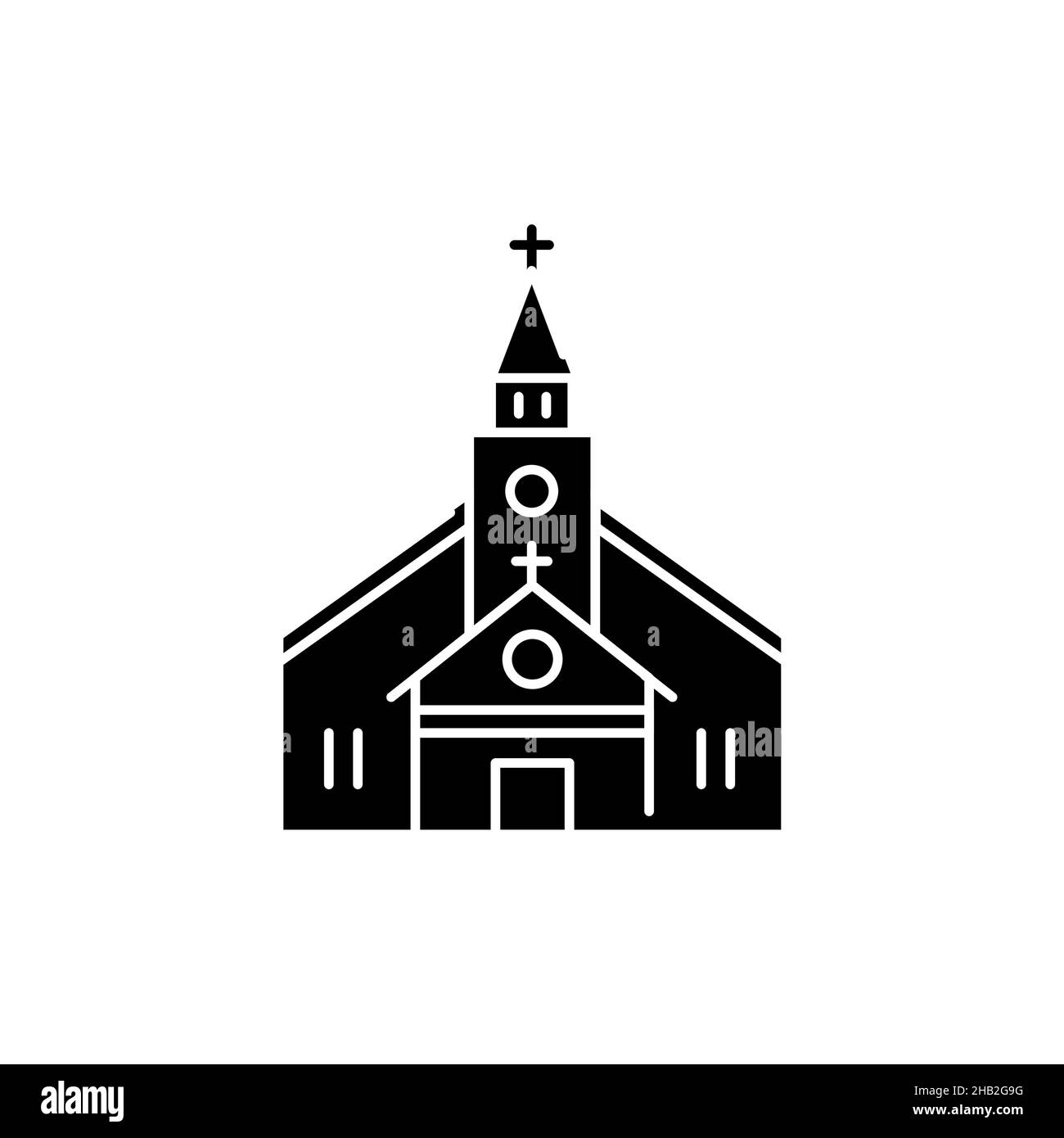 Icona a colori della linea di costruzione della chiesa. Religione. Accedi alla pagina Web Illustrazione Vettoriale