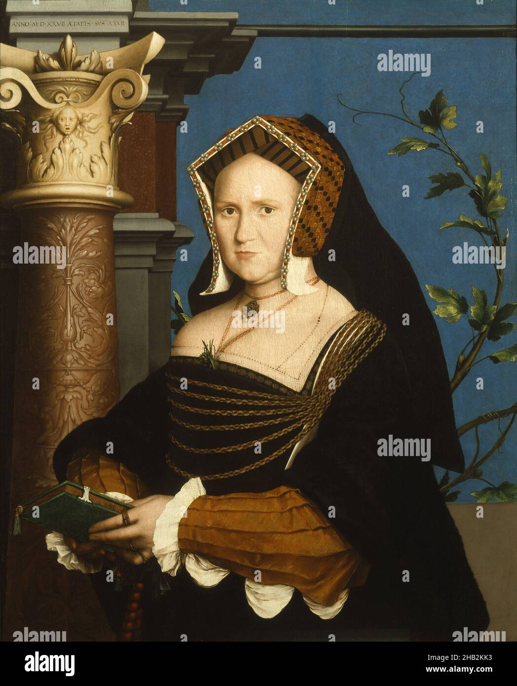 Mary, Lady Guildford, Hans Holbein the Younger, tedesco, 1497/98–1543, Lady Mary Wooten Guildford, inglese, c.1490–c.1527, 1527, olio su pannello, Made in England, Europe, dipinti, 34 1/4 x 27 13/16 pollici (87 x 70,6 cm Foto Stock