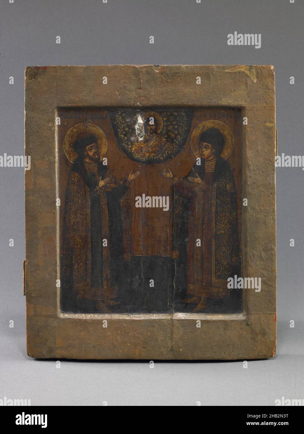 STS. Boris e Gleb, russo, primi del 18th secolo, Tempera e carta su legno, Made in Russia, Europa, dipinti, 12 1/4 x 10 1/2 pollici. (31,1 x 26,7 cm Foto Stock