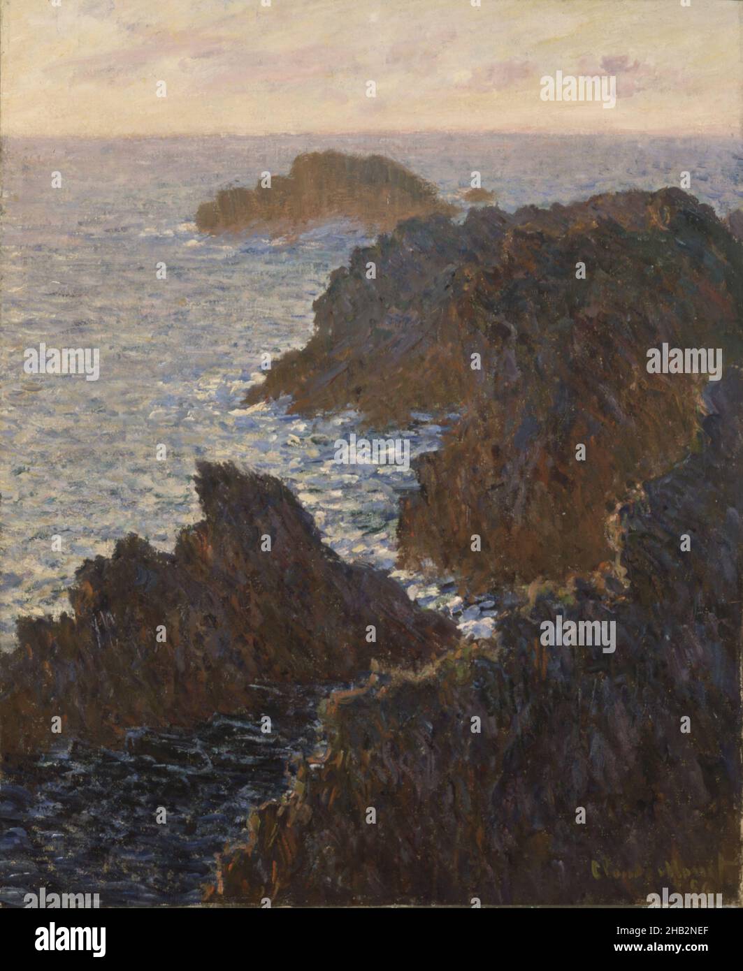 Rocks at Belle-Isle, Port-Domois, Claude Monet, francese, 1840–1926, 1886, olio su tela, Port-Domois, Bretagna, Europa occidentale, Francia, Europa, dipinti, 28 1/2 x 23 pollici (72,4 x 58,4 cm Foto Stock